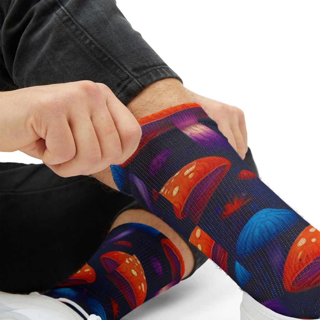 Socks: Psychedelic Mushroom Art Socks — Vibrant Sublimation Crew Socks