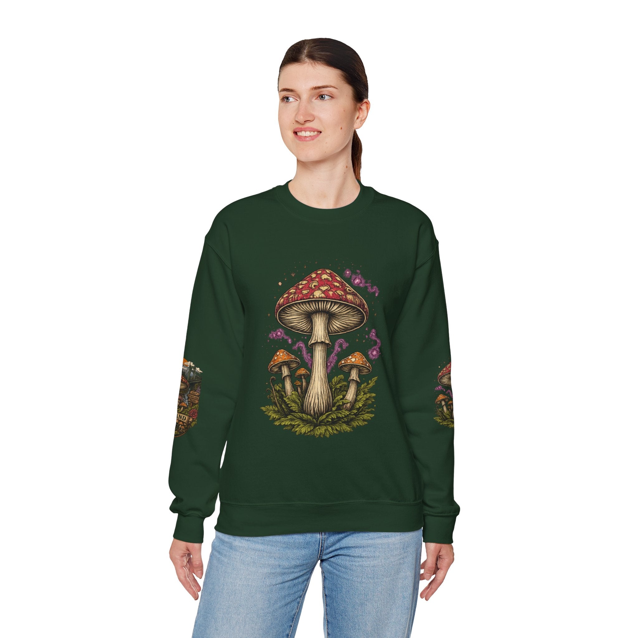 Mushroom Crewneck Sweatshirt — Portland Vintage Psychedelic Fungi Graphic