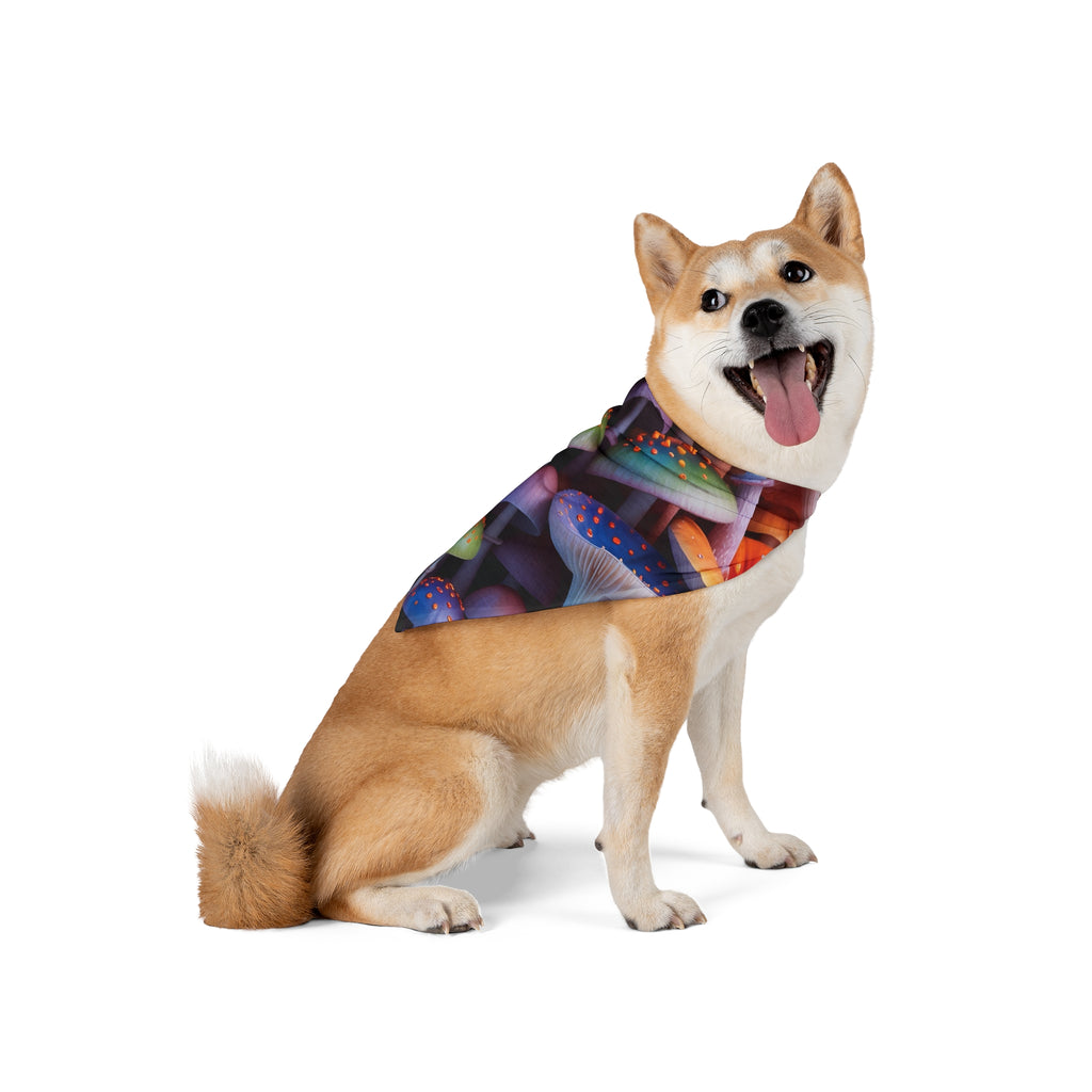 Pet Bandana: Mushroom Wonderland Pet Bandana — Colorful Psychedelic Mushroom Print for Dogs & Cats