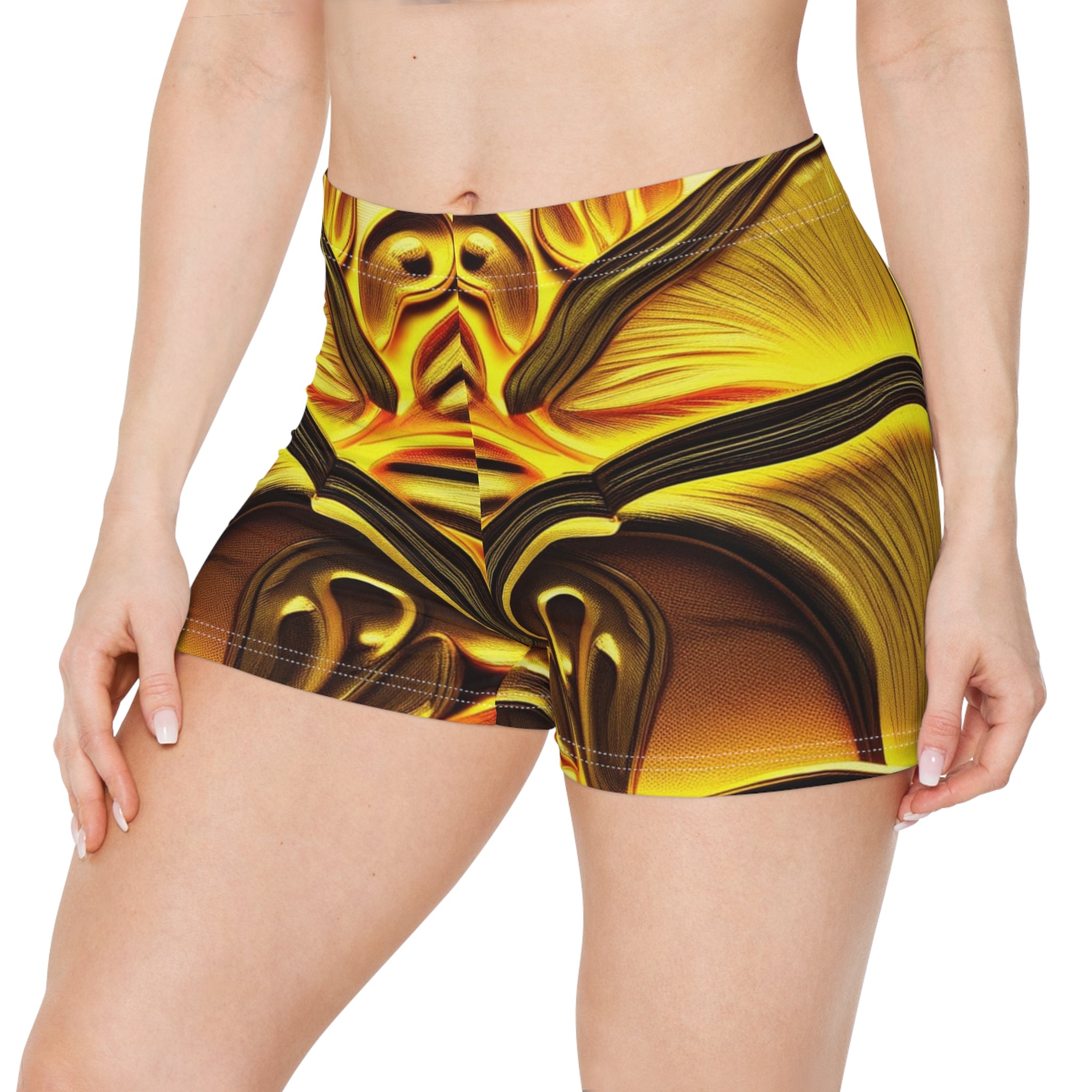 🍄🔥Golden Glow Mushroom Shorts – Fungi Flow Activewear🍄🔥✨