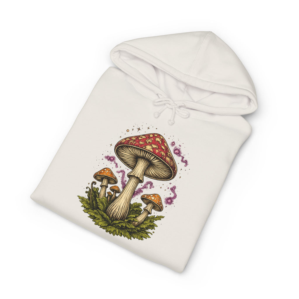 Mushroom Grove Hoodie — Vintage Toadstool Illustration Hooded Sweatshirt