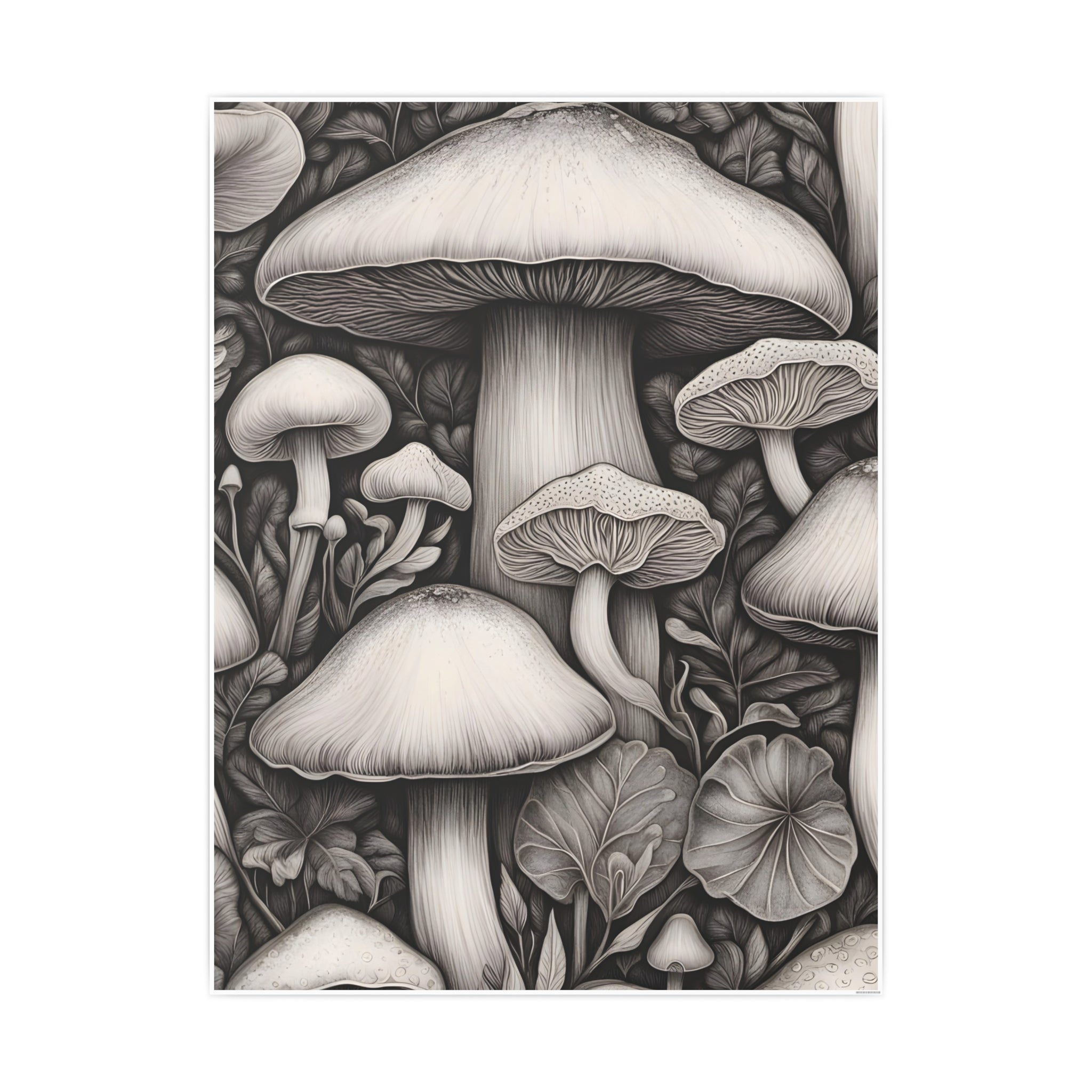 Poster: Mushroom Illustration Poster — Botanical Fungi Art Print