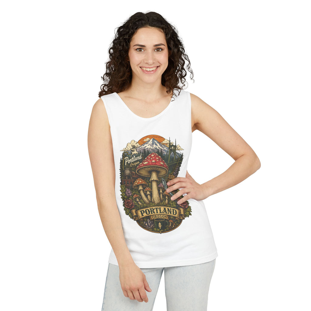 Portland Mushroom Tank Top — Vintage Forest Travel Graphic