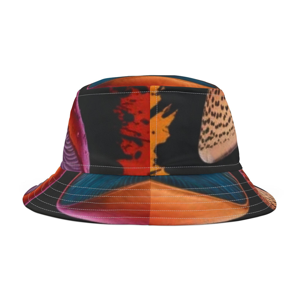 Psychedelic Mushroom Print Bucket Hat — Colorful Fungi AOP Sun Hat