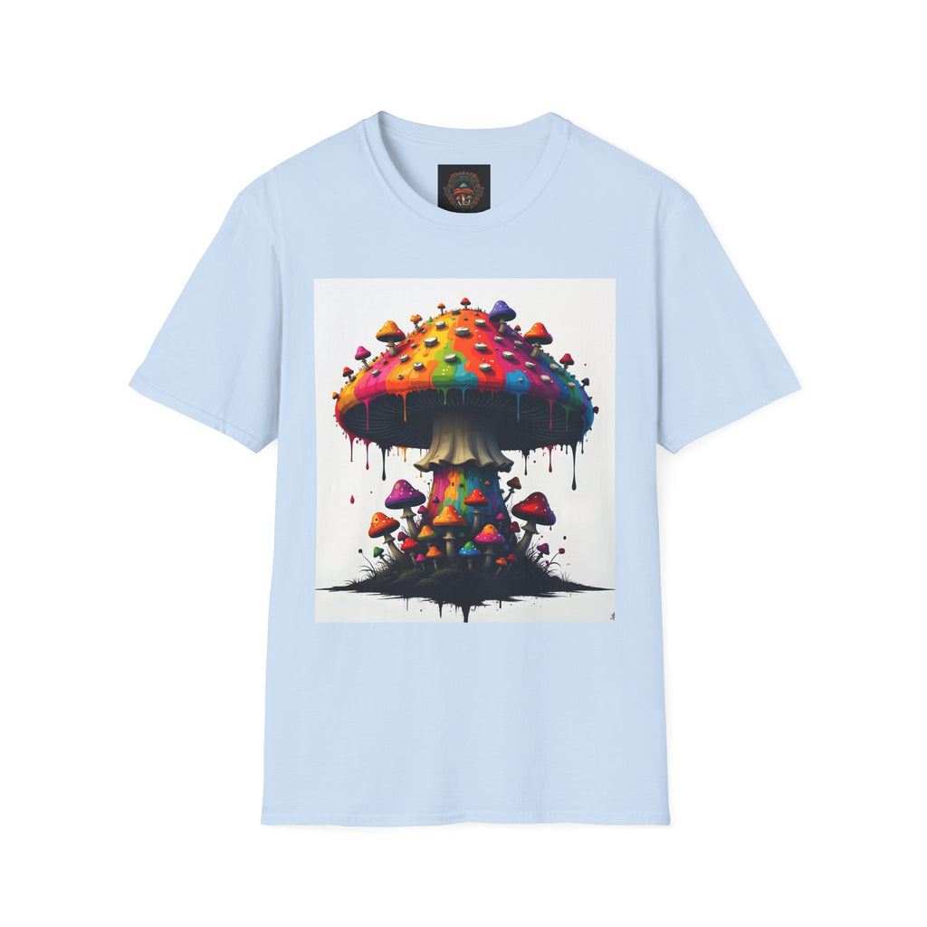 Piper's Shroom Works T-Shirt — Rainbow Drip Mushroom Graphic Tee