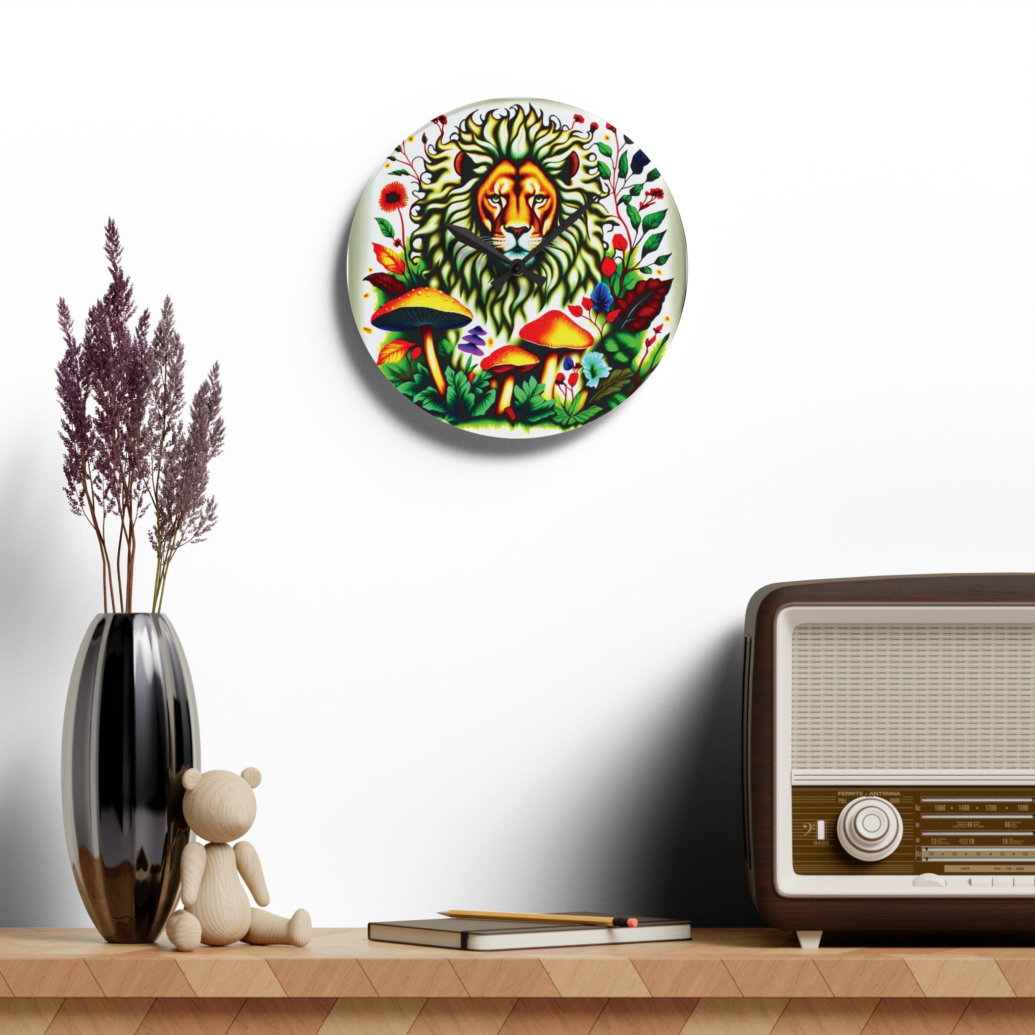 🦁🍄 Lion & Mushrooms Round Clock or Square Clock🦁🍄