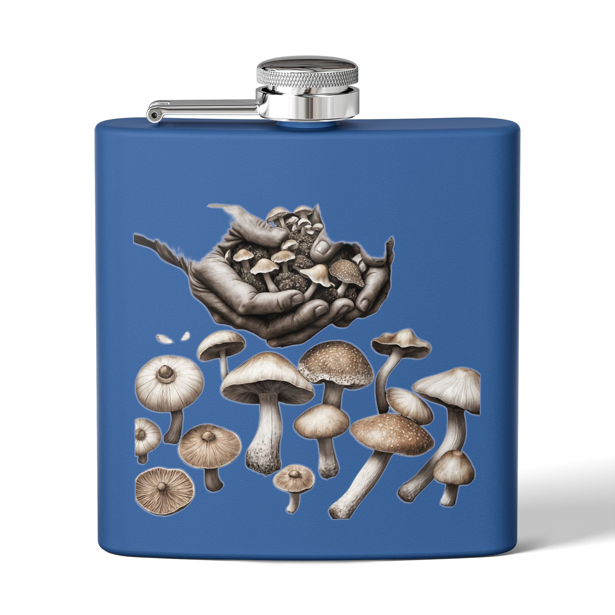 🍄 Hands of the Harvest Flask – Hold the Magic of Nature 🤲 Stainless Steel Flask, 6oz