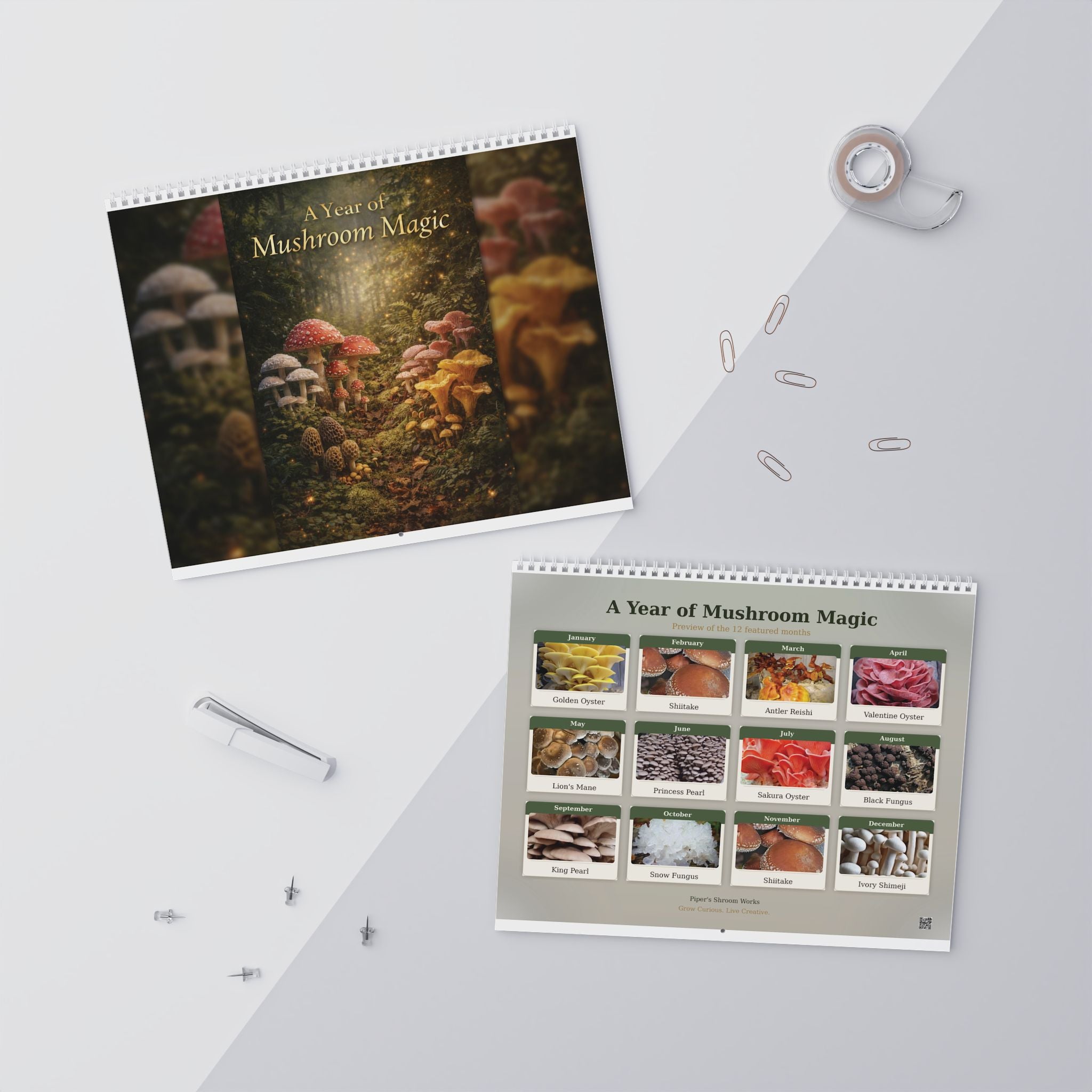 Mushroom Wall Calendar — 12-Month Fungi Photography Calendar (Monthly Planner)