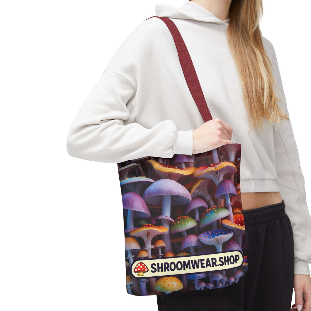 Tote Bag: Psychedelic Mushroom Tote Bag — Colorful Shroom Print Tote