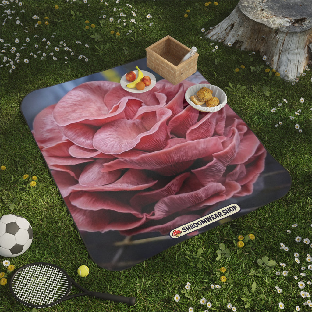 Blanket: Floral Pink Rose Picnic Blanket — Waterproof Outdoor Beach & Garden Throw