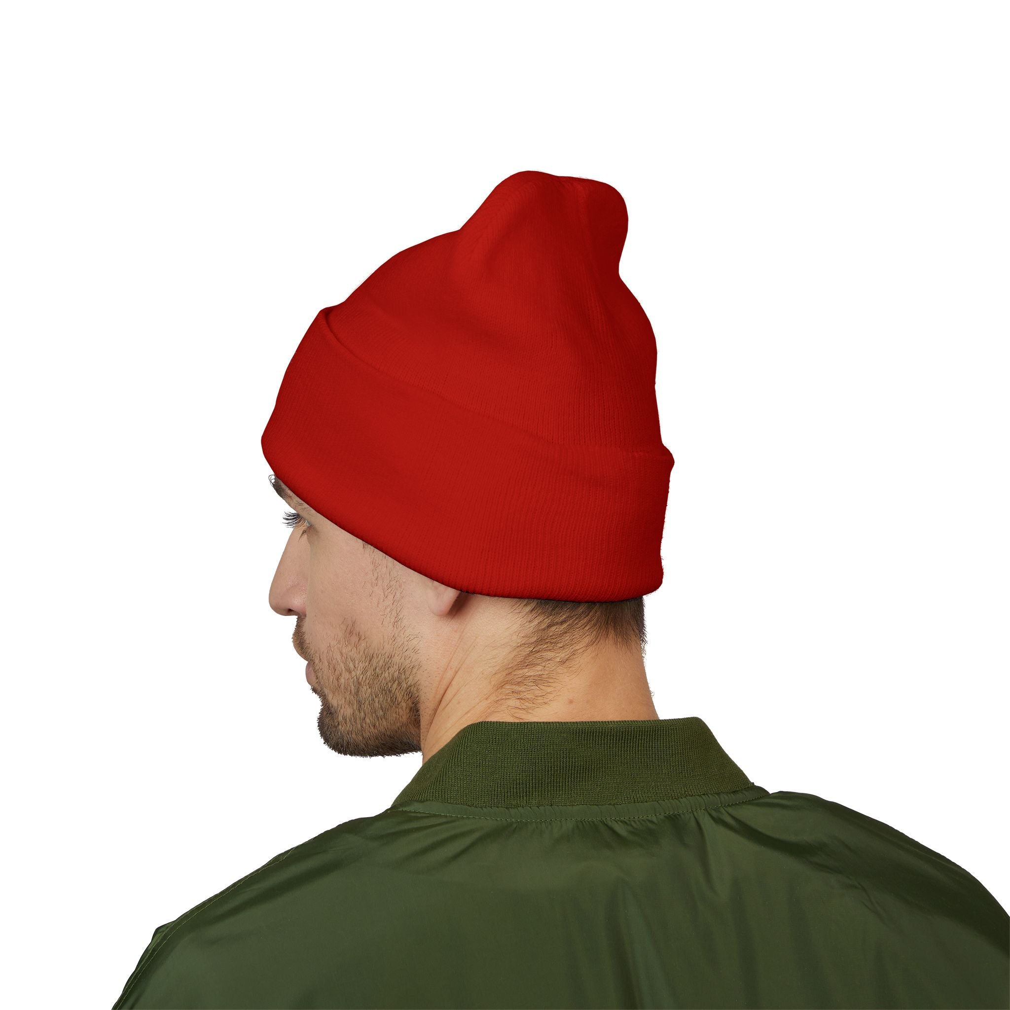 Beanie: Embroidered Colorful Mushroom Beanie — Cute Cuffed Knit Hat