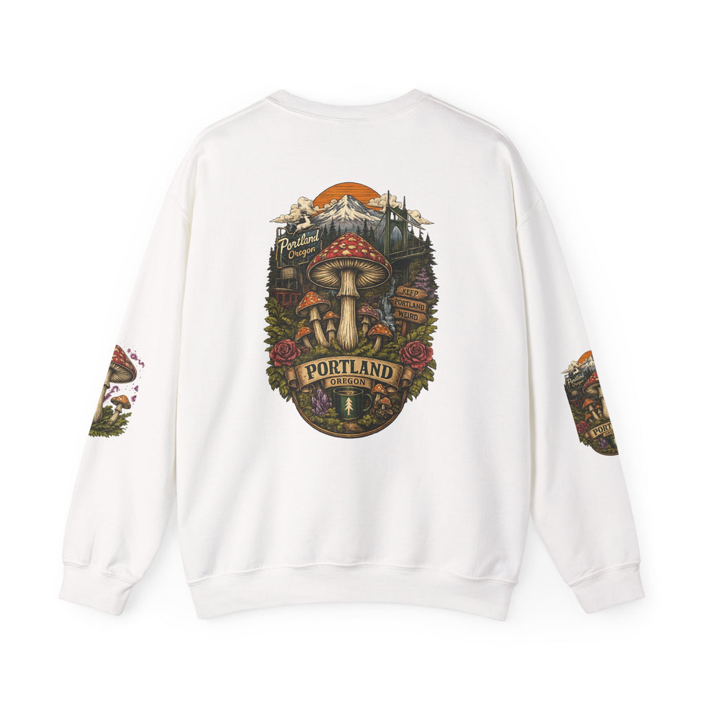 Mushroom Crewneck Sweatshirt — Portland Vintage Psychedelic Fungi Graphic