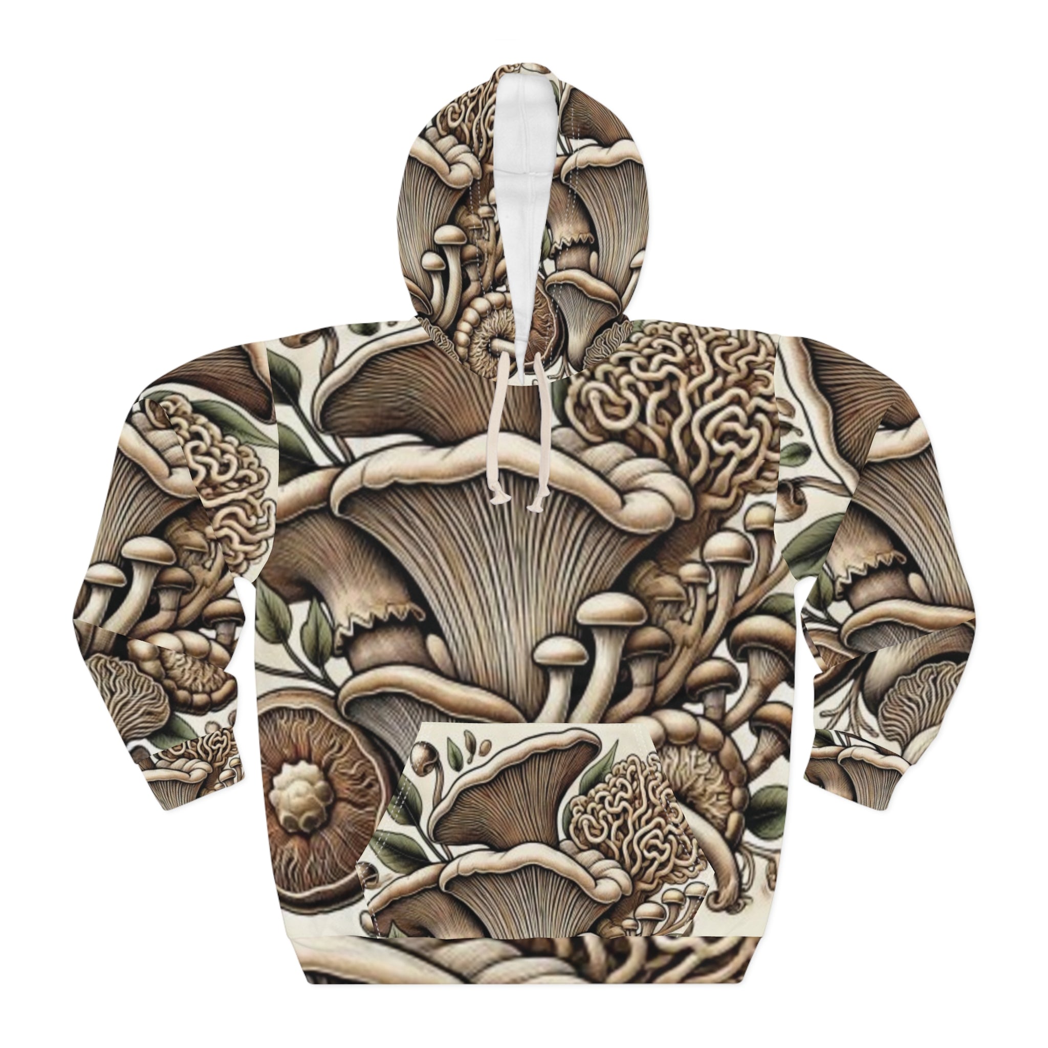 Vintage Floral Chest Patch Hoodie — Small Botanical Graphic Pullover