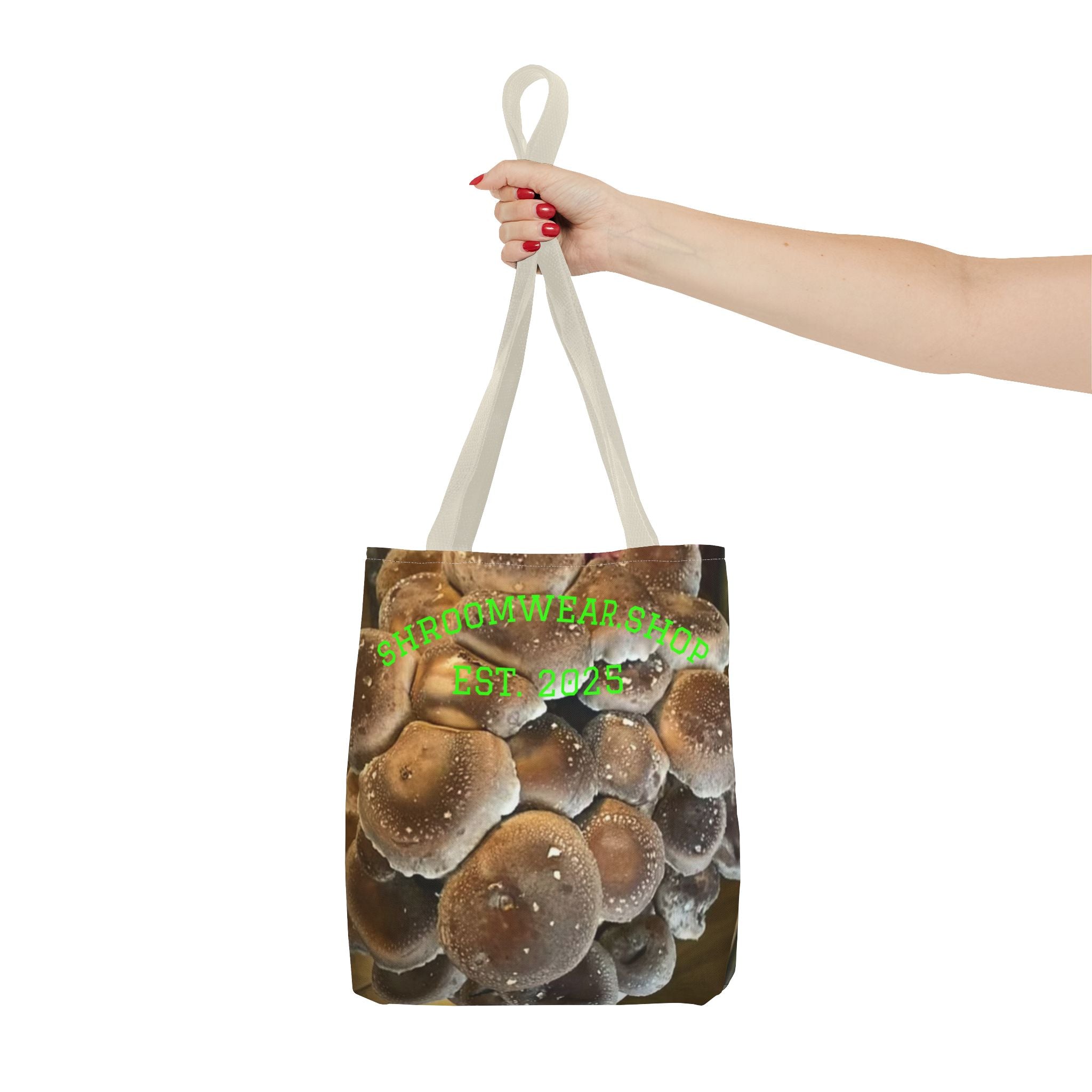 Bag: Mushroom Print Tote Bag-Over-Print Canvas Tote