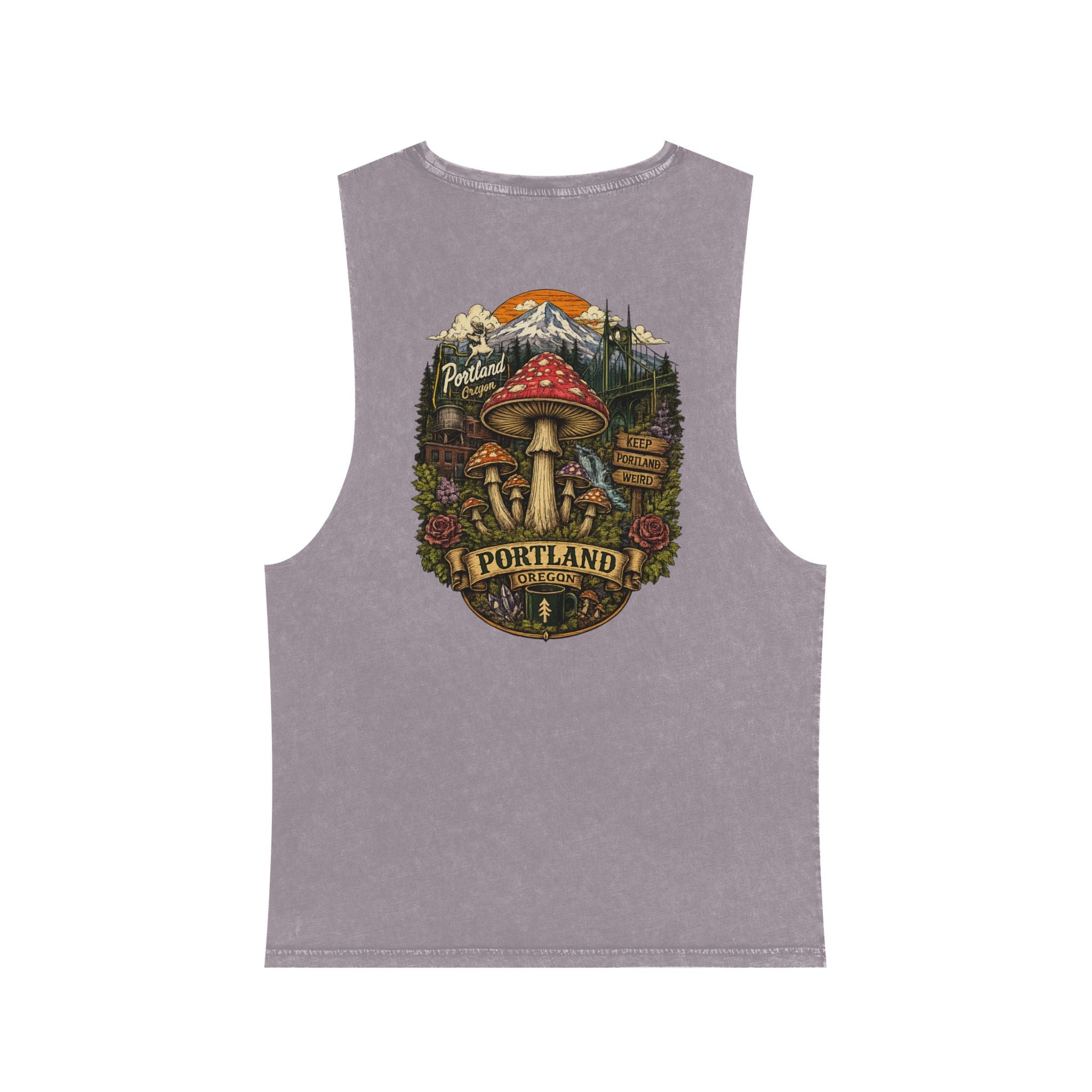 City: Stonewash Tank Top: Mushroom Festival Tank — Farmers Markets Map Stonewash Tank