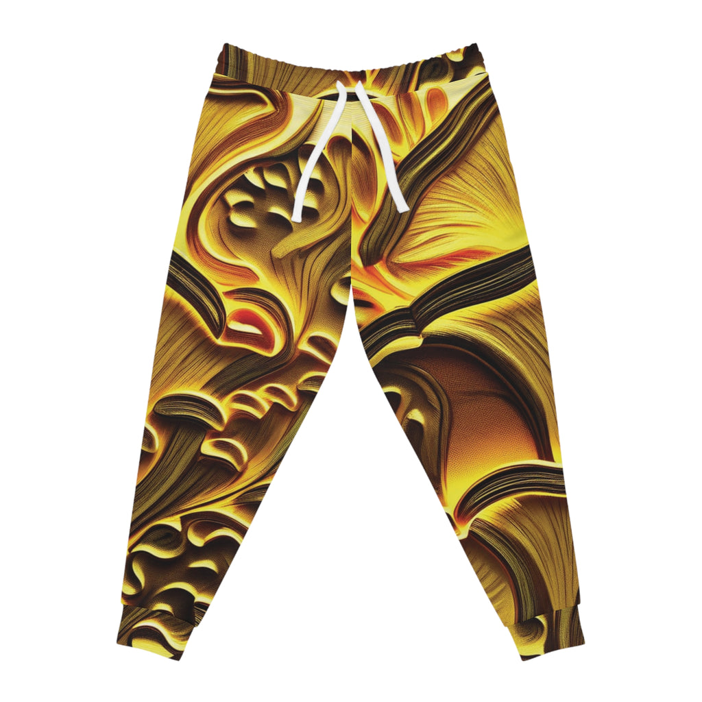 Golden Swirl Athletic Joggers — Abstract Marble Print Joggers
