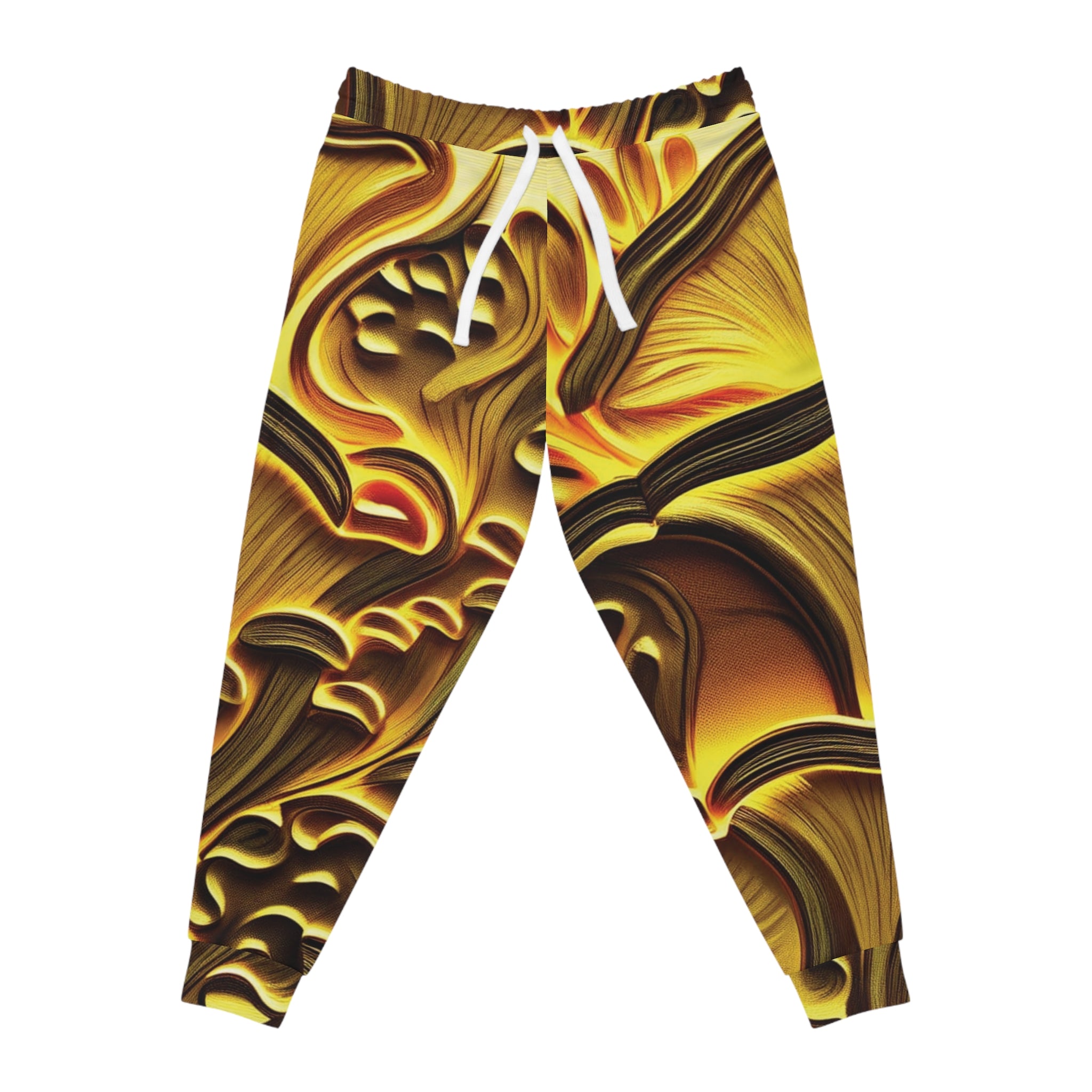 Golden Swirl Athletic Joggers — Abstract Marble Print Joggers