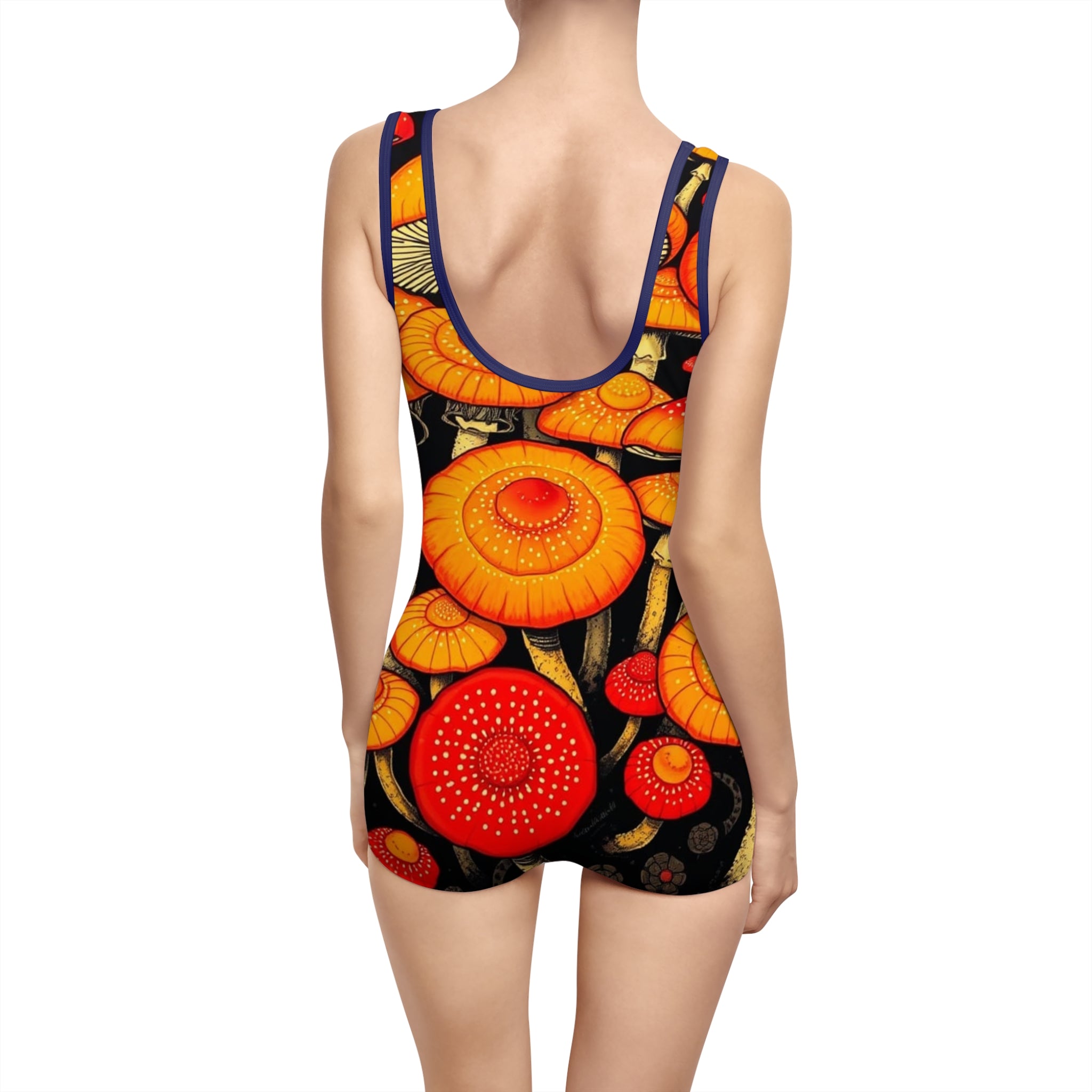 Women's Vintage Mushroom Print Swimsuit, Retro Pool Party, Summer Beachwear