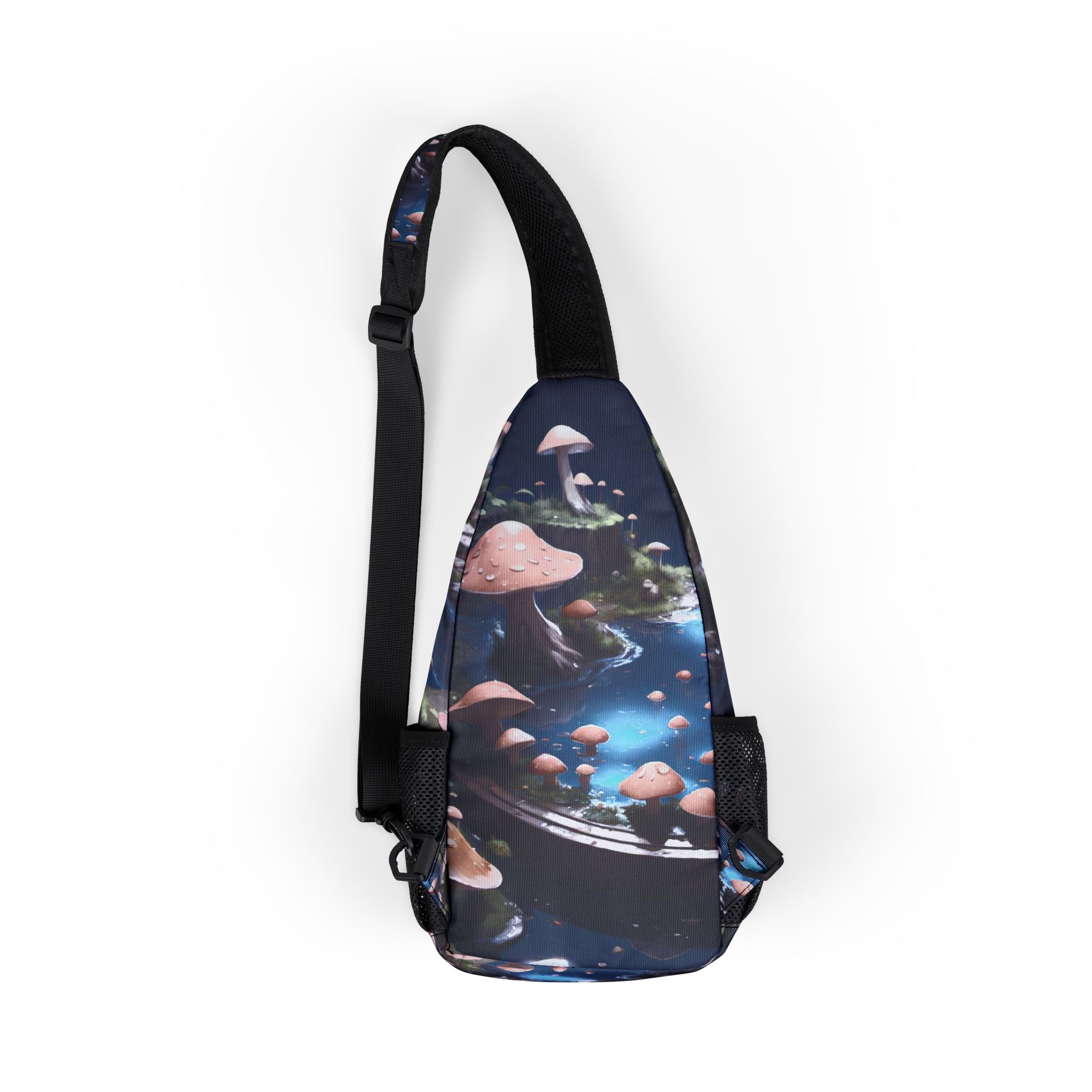🎒 "Mystic Shroomscape" Sling Bag – Your Adventure Just Got Wilder  Step into the forest of dreams with the Mystic Shroomscape sling bag