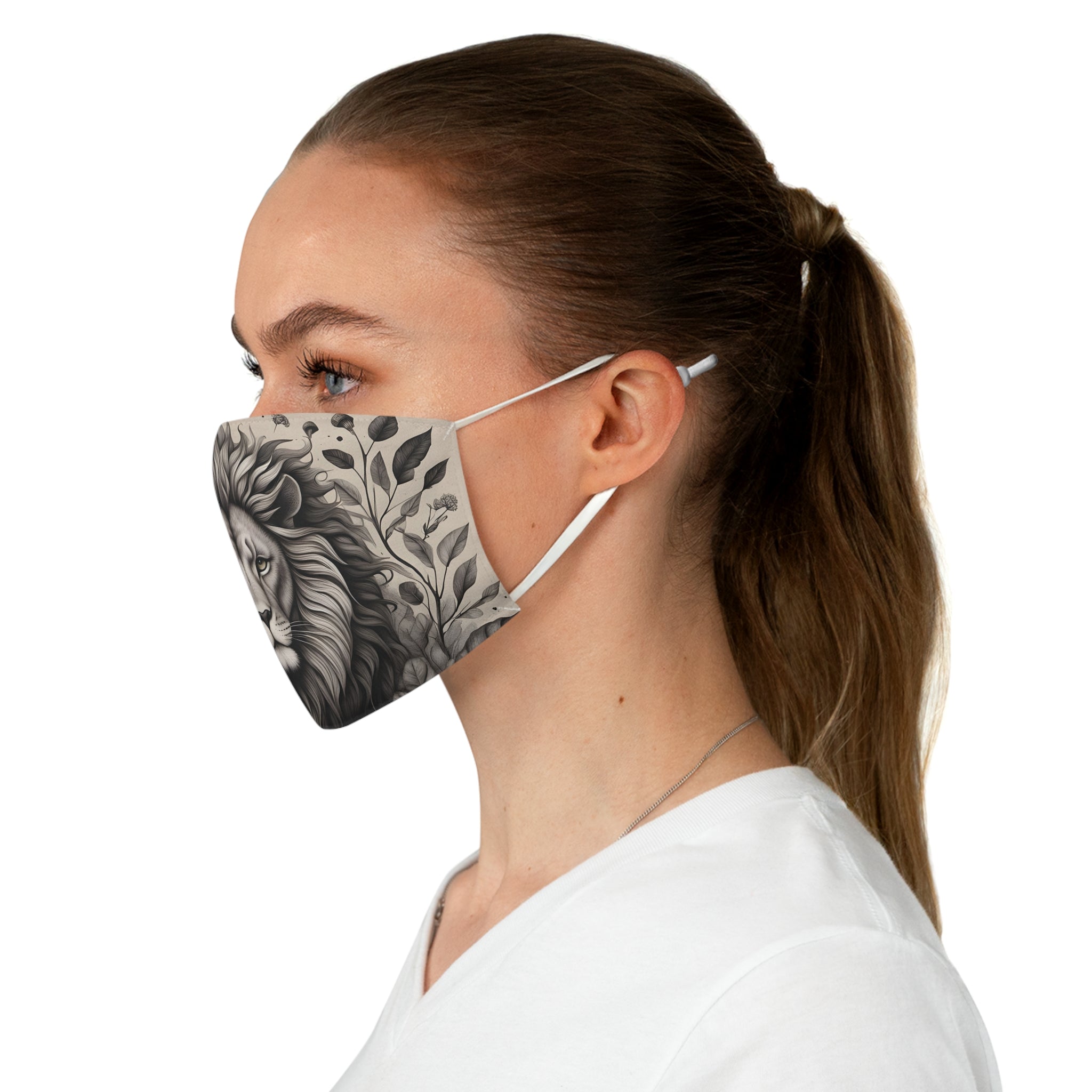 Lion Portrait Face Mask — Majestic Monochrome Animal Mask