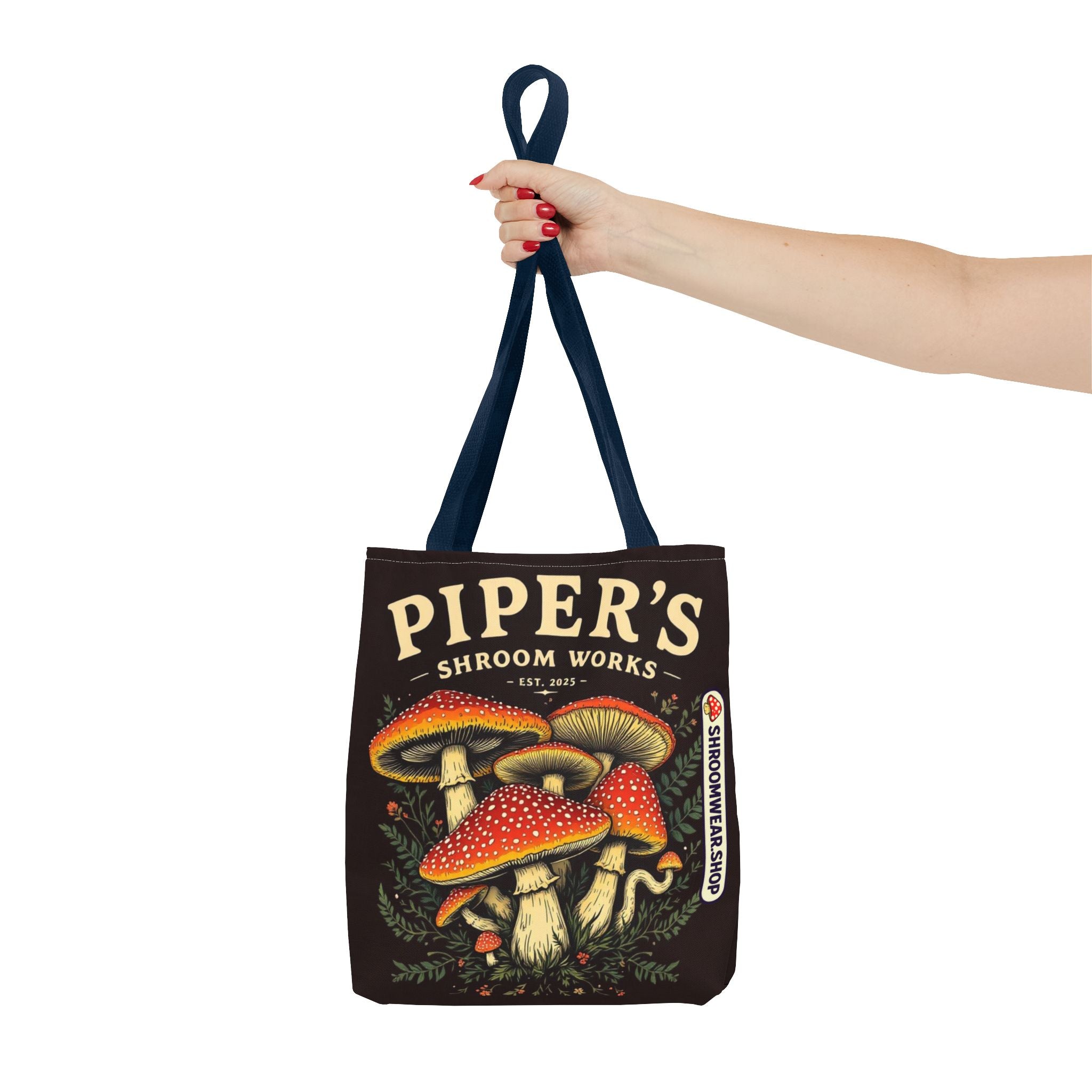 Bag: Mushroom Tote Bag — “Piper’s Shroom Works” Vintage Fungi Market Tote