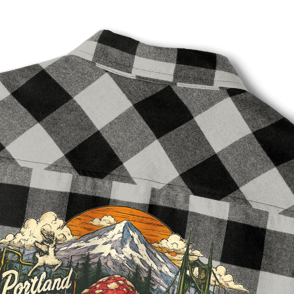 Portland Mushroom Flannel Shirt — Vintage Forest Plaid Button-Up