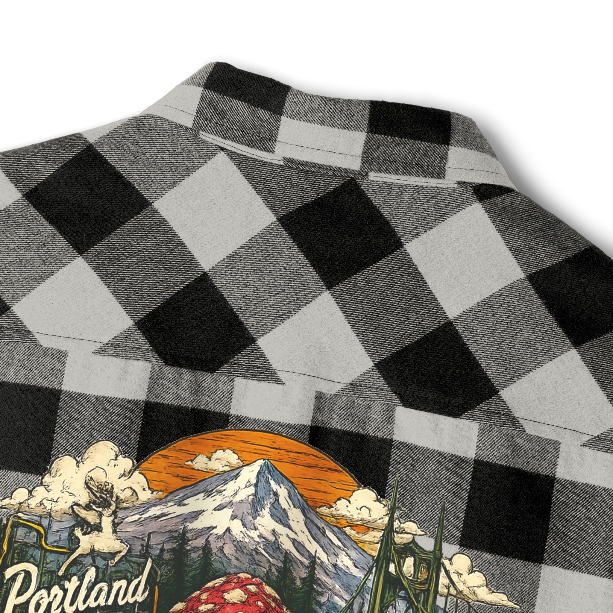 Portland Mushroom Flannel Shirt — Vintage Forest Plaid Button-Up