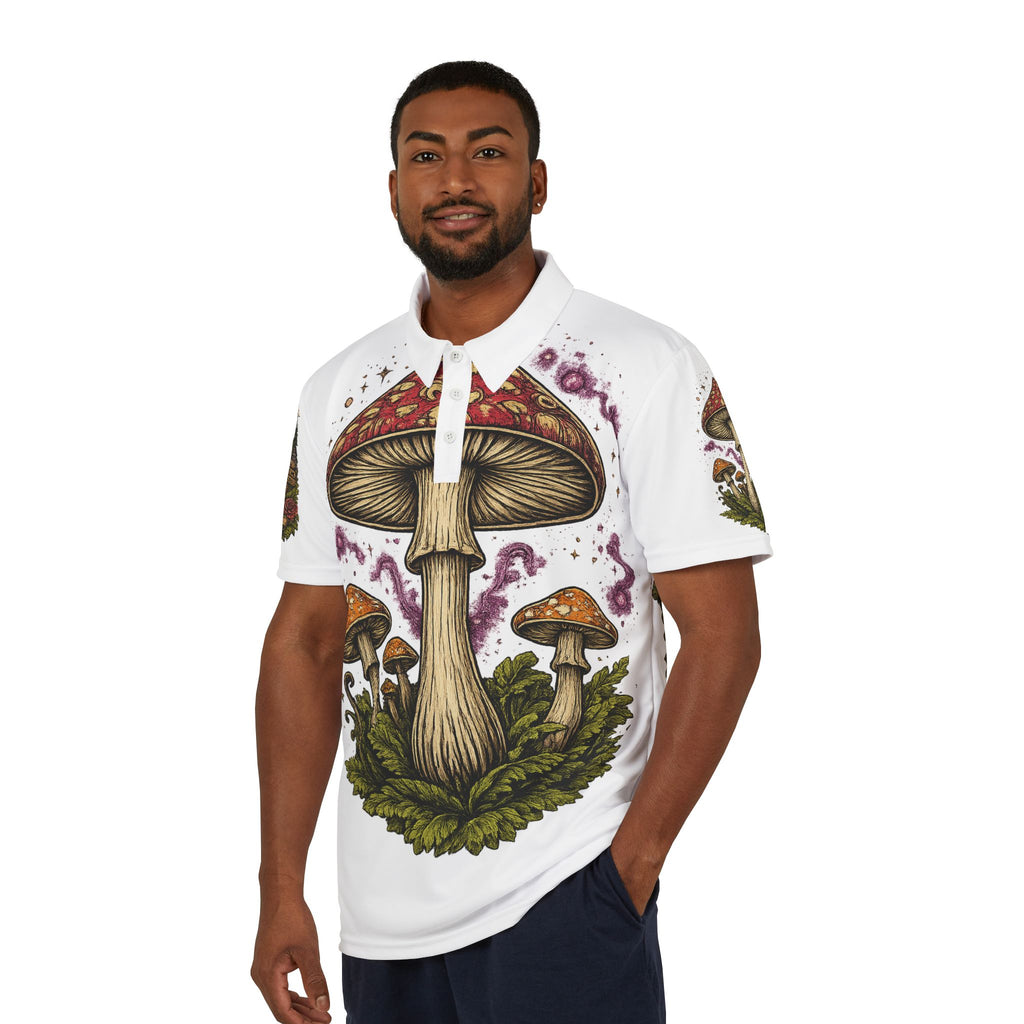 Mushroom Graphic Polo Shirt — Psychedelic Toadstool Design