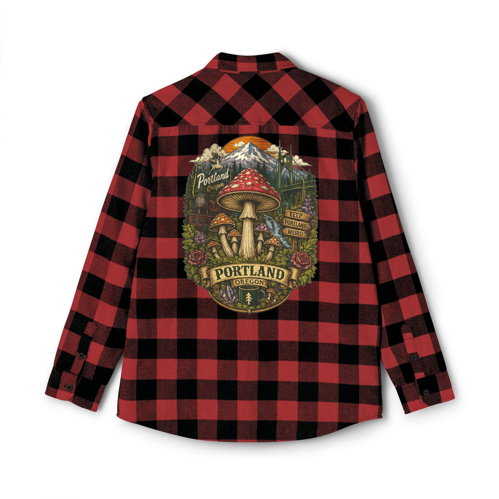 Portland Mushroom Flannel Shirt — Vintage Forest Plaid Button-Up