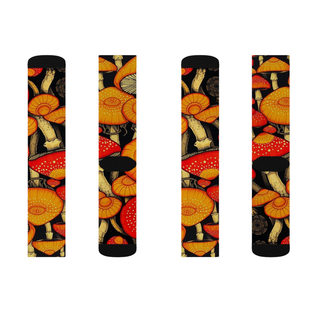 Whimsical Mushroom Socks, Colorful Patterned Socks, Gifts for Nature Lovers, Cozy Everyday Wear, Trendy Sock Collection