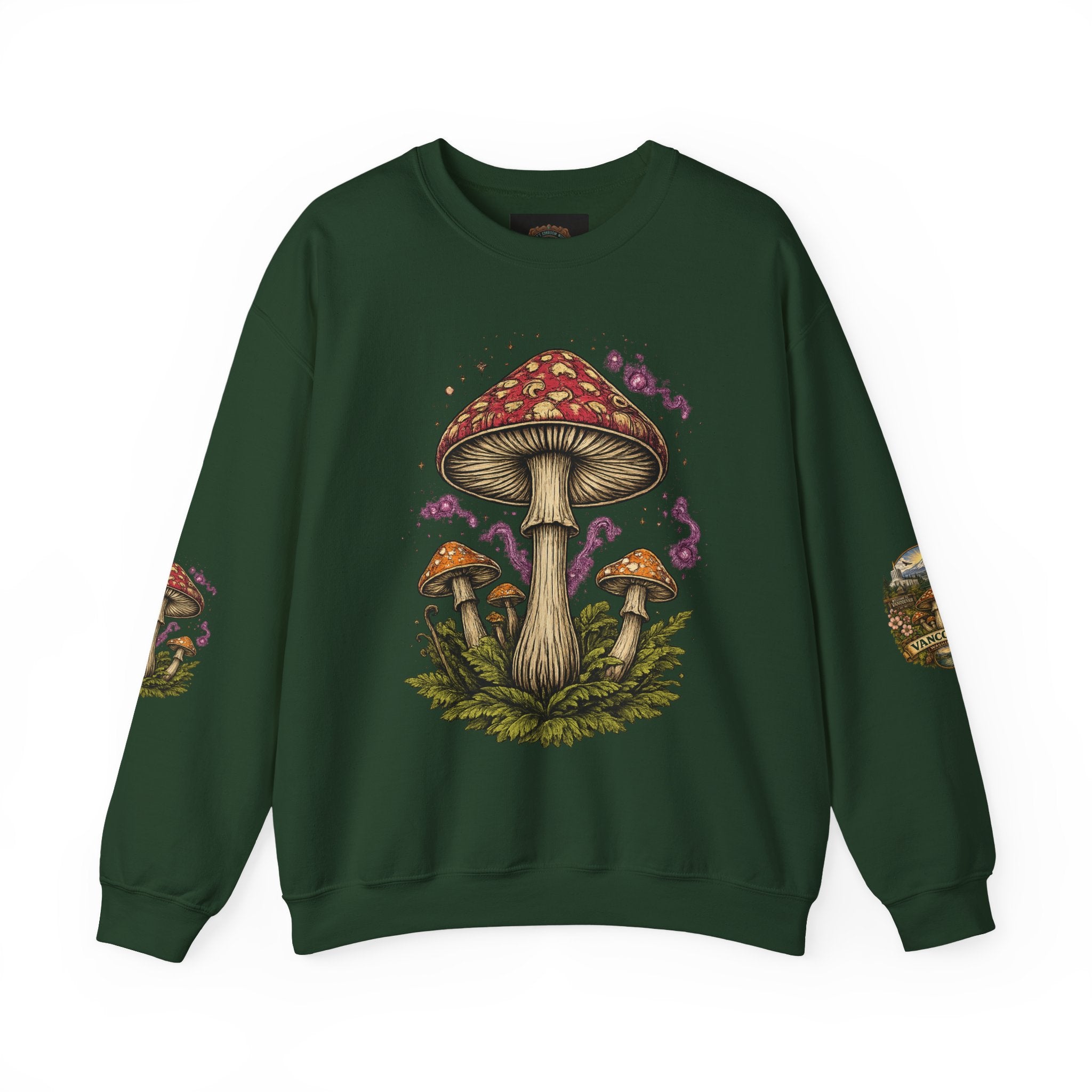 Mushroom Vancouver Crewneck Sweatshirt — Scenic Pacific Northwest Fungi Design
