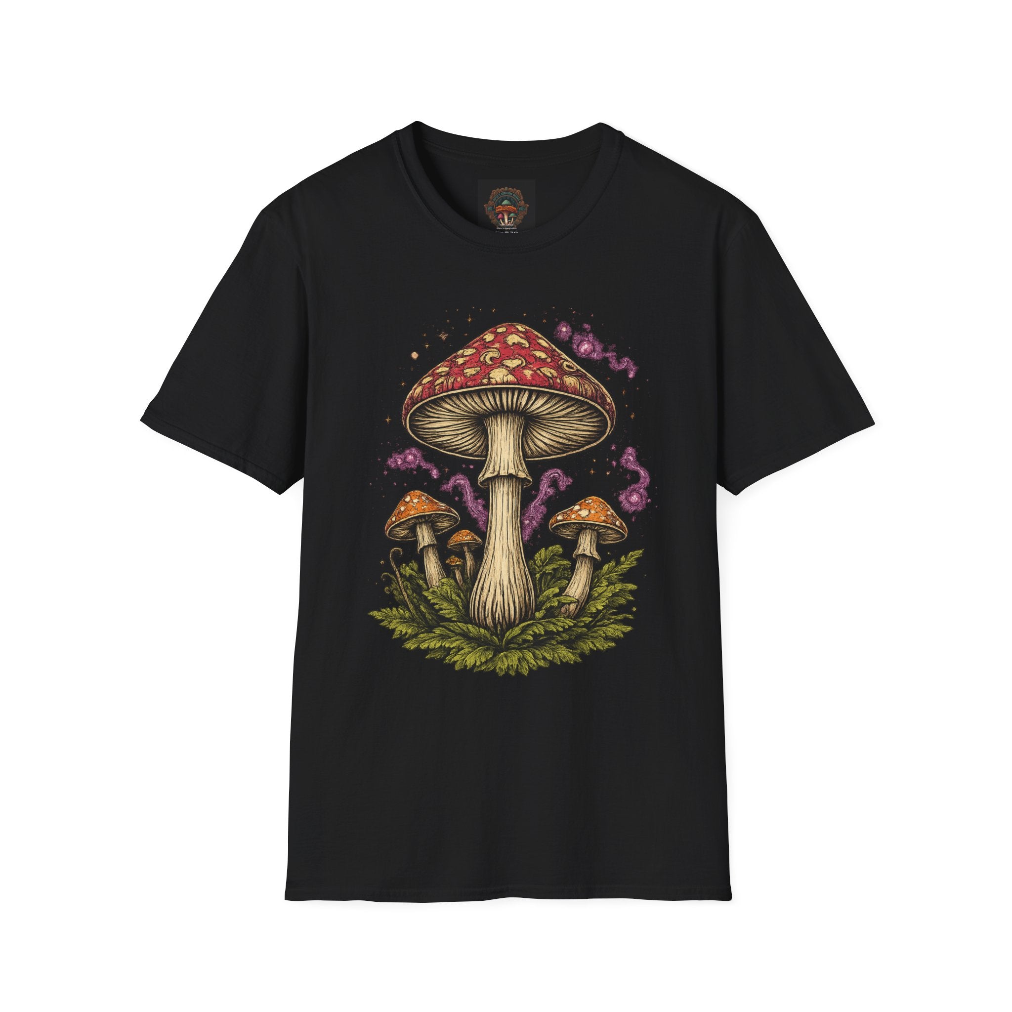 Psychedelic Mushroom Graphic T-Shirt — Red Amanita Illustration