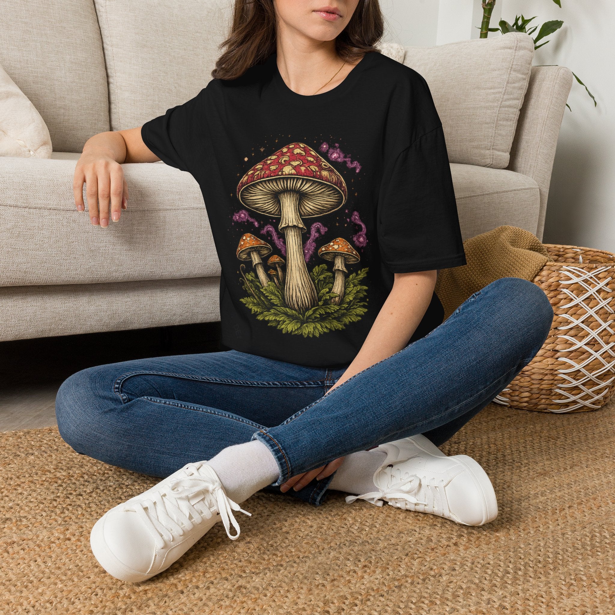 Mushroom Illustration T-Shirt – Vintage Red Toadstool Graphic
