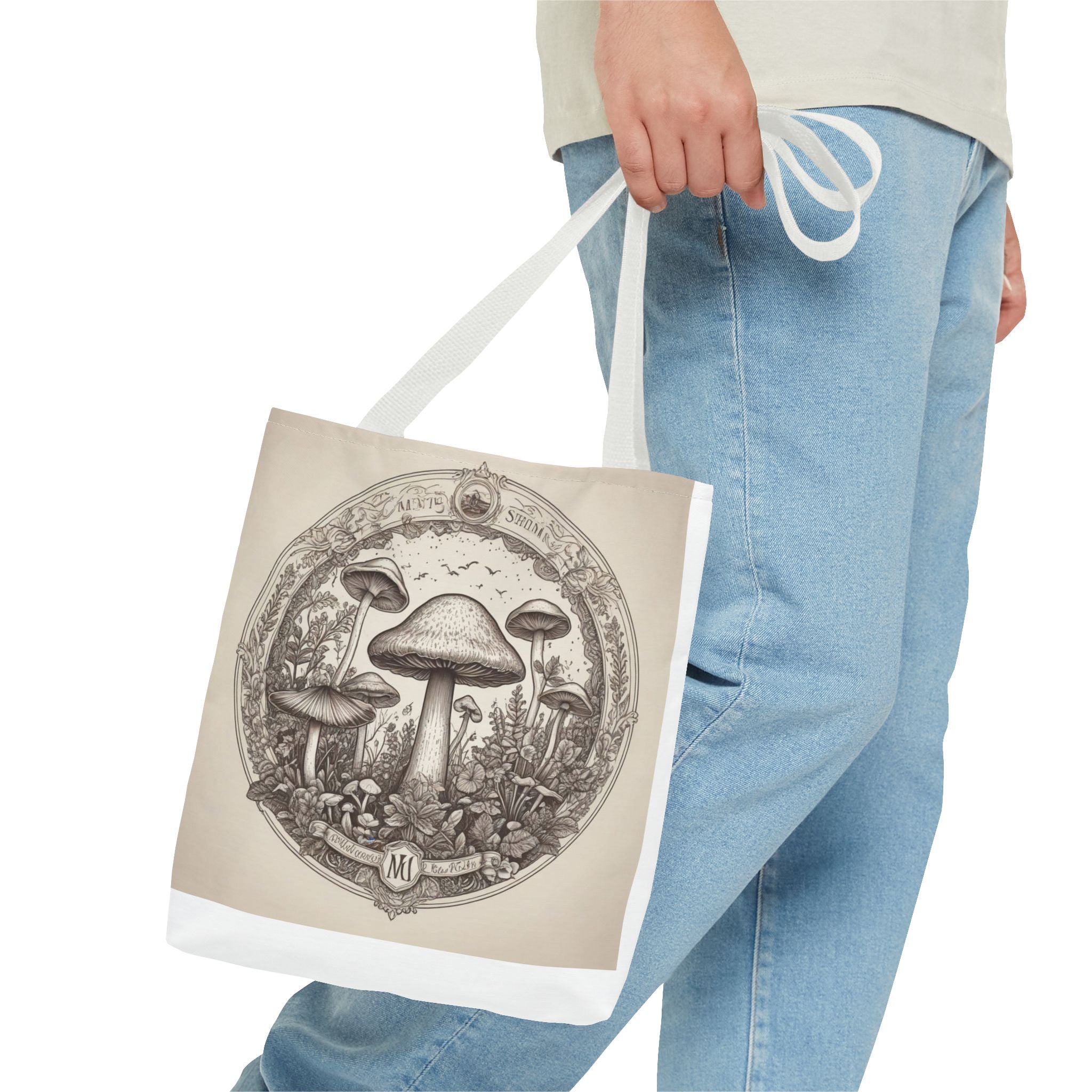 👜 Mystic Shroom Circle Tote Bag – Where Art Nouveau Meets Nature 🍄