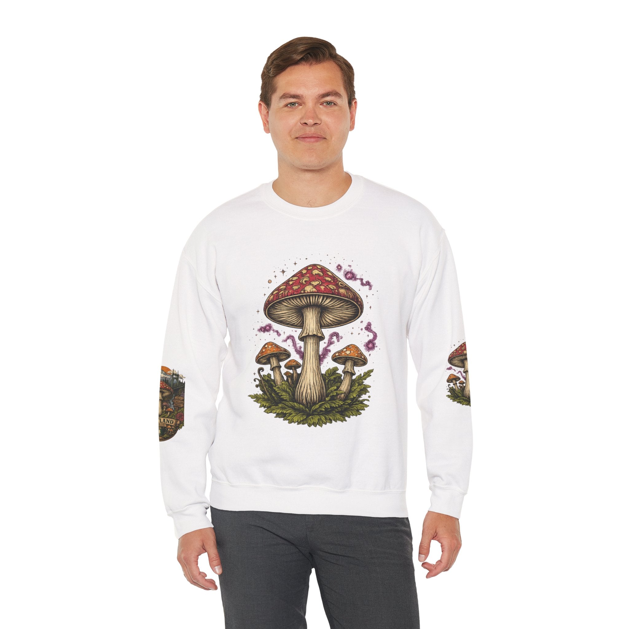 Mushroom Crewneck Sweatshirt — Portland Vintage Psychedelic Fungi Graphic