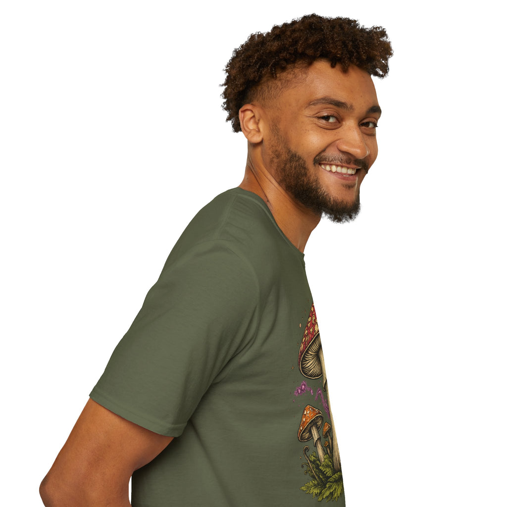 Psychedelic Mushroom Graphic T-Shirt — Red Amanita Illustration