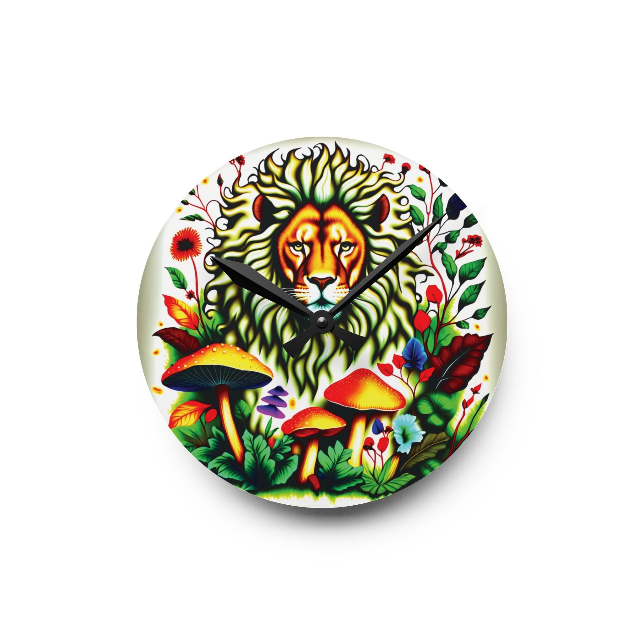 🦁🍄 Lion & Mushrooms Round Clock or Square Clock🦁🍄