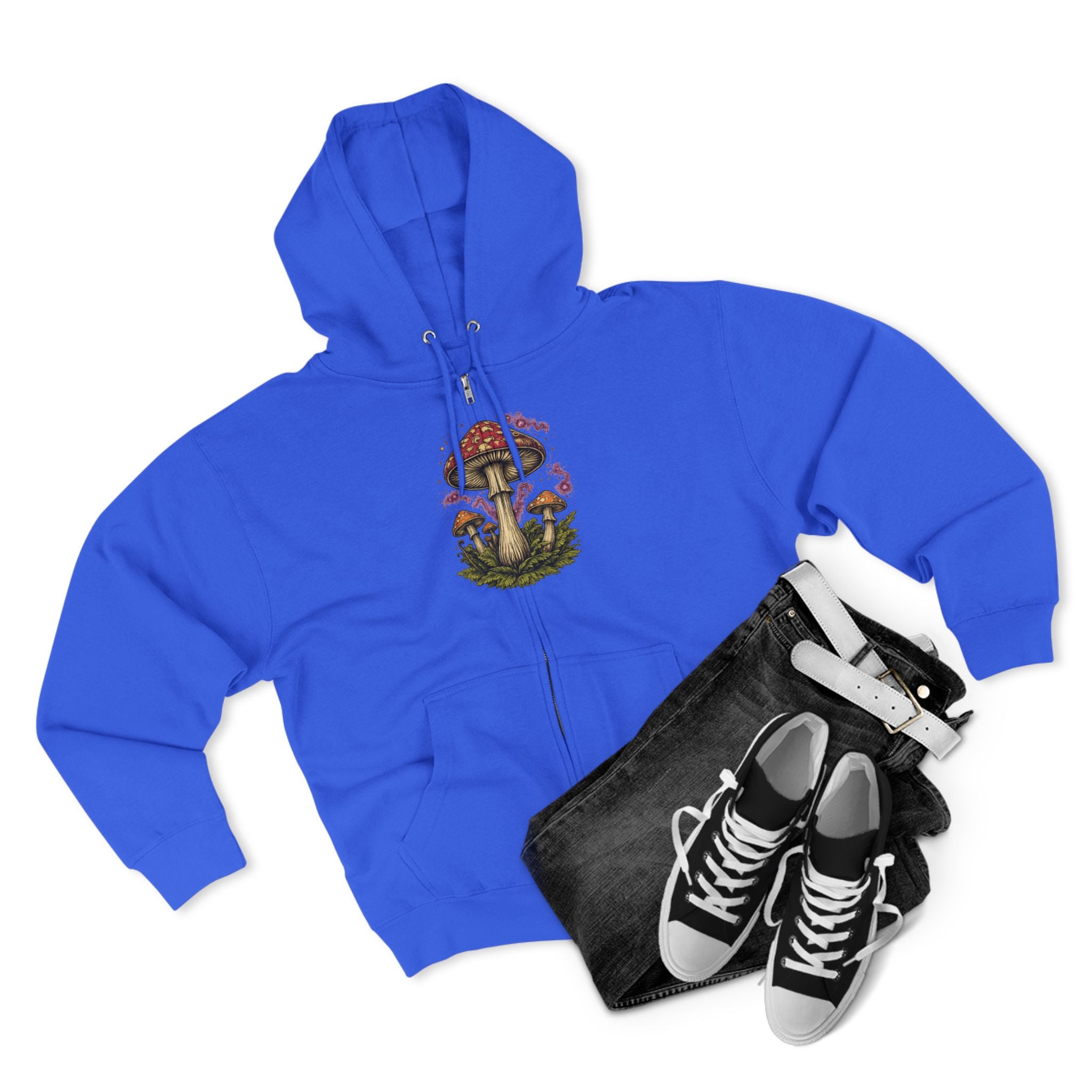 Portland Mushroom Zip Hoodie — Vintage Psychedelic Fungi Forest Jacket