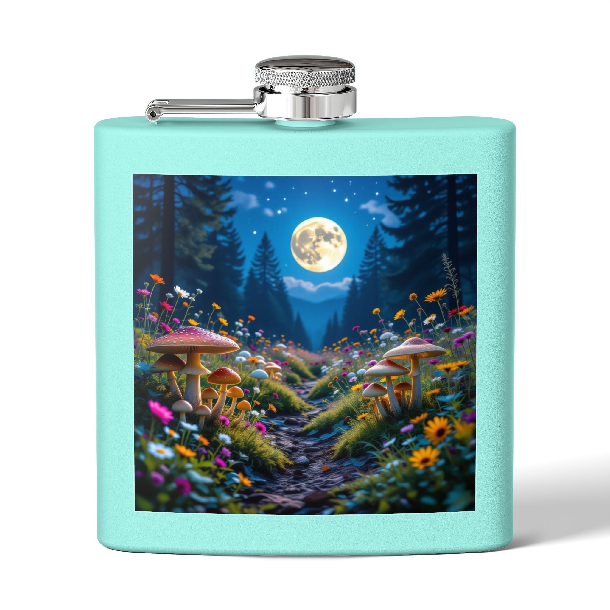 🌲 Moonlit Grove Stainless Steel Flask – Sip with a Side of Magic 🍄🌕