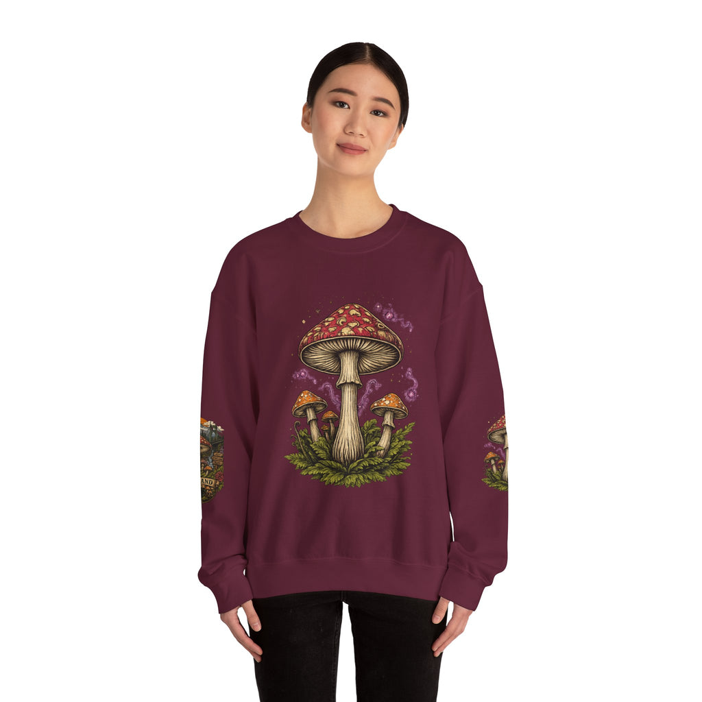 City: Portland Mushroom Crewneck Sweatshirt Vintage Psychedelic Fungi Graphic