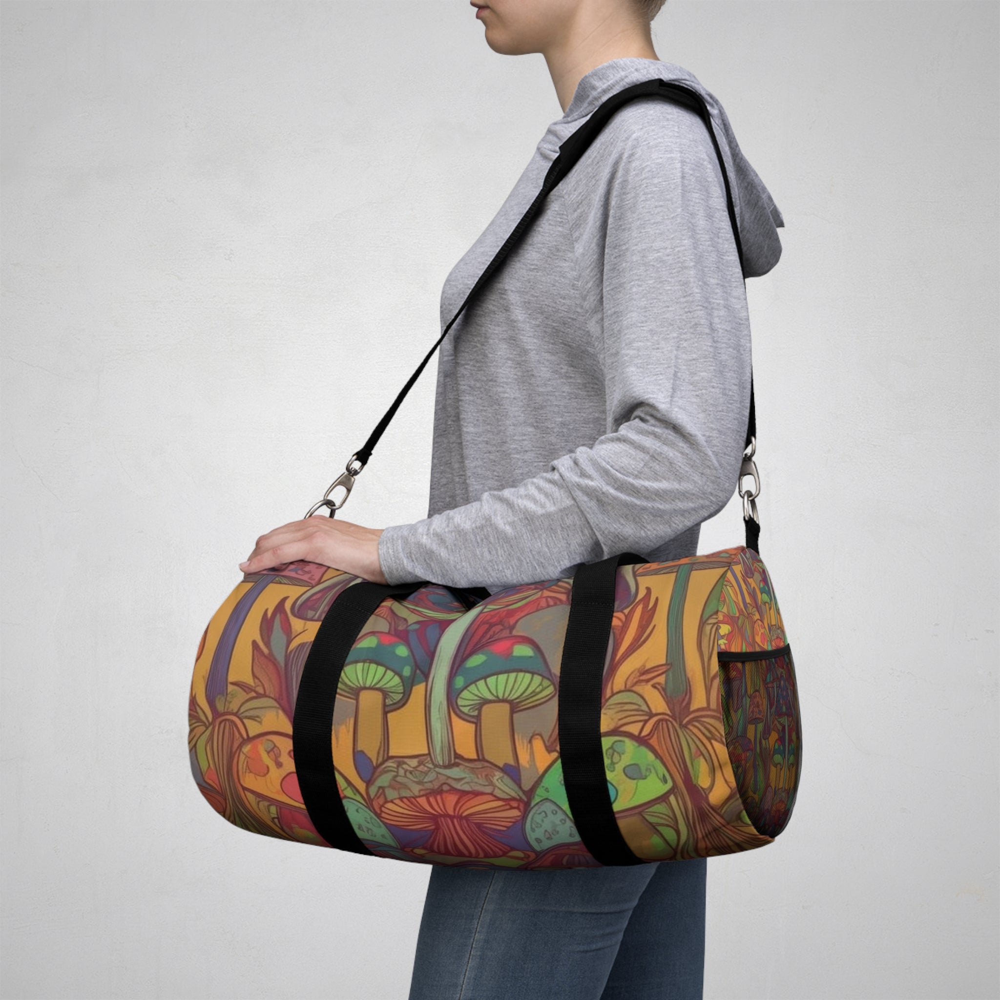 Psychedelic Mushroom Duffel Bag — Colorful Boho Travel Gym Bag