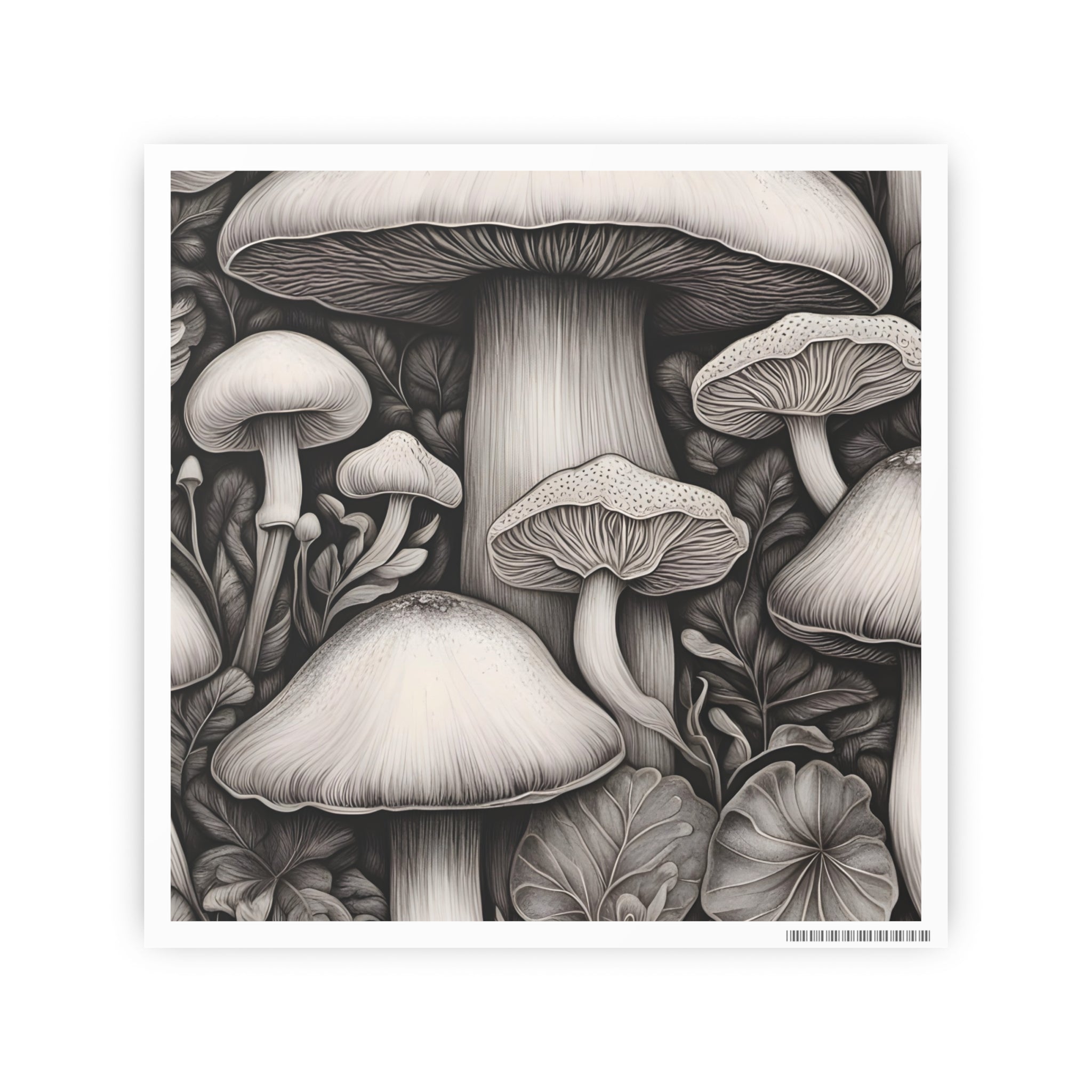 Poster: Mushroom Illustration Poster — Botanical Fungi Art Print