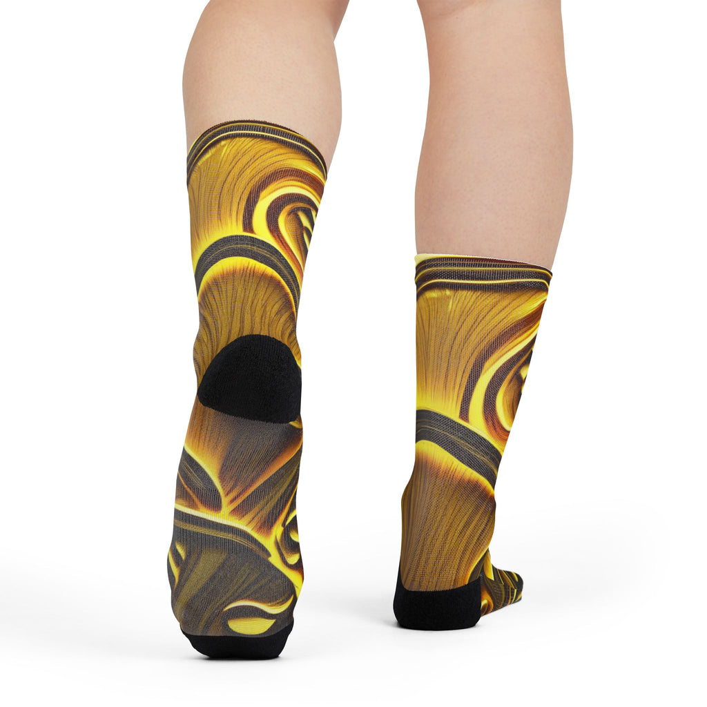 Crew Socks: Golden Mushroom Art Crew Socks