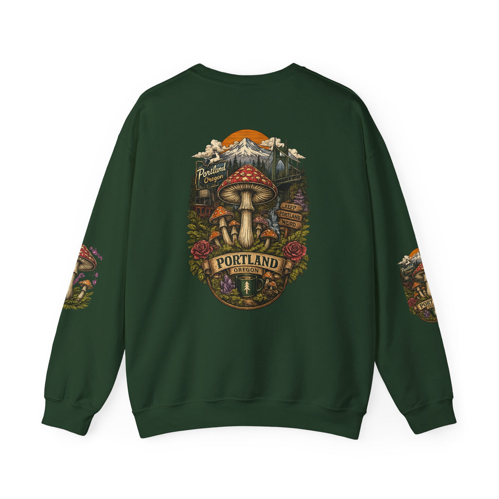 Mushroom Crewneck Sweatshirt — Portland Vintage Psychedelic Fungi Graphic