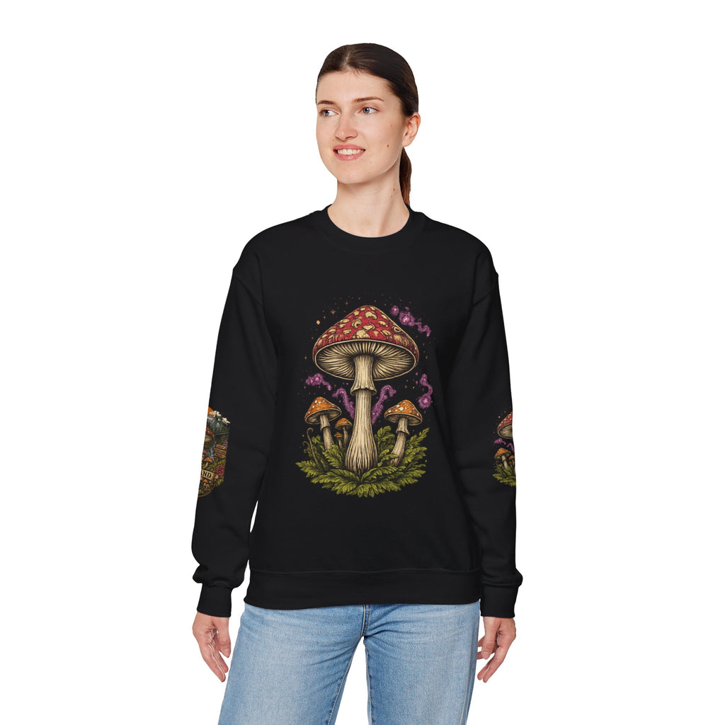 Mushroom Crewneck Sweatshirt — Portland Vintage Psychedelic Fungi Graphic