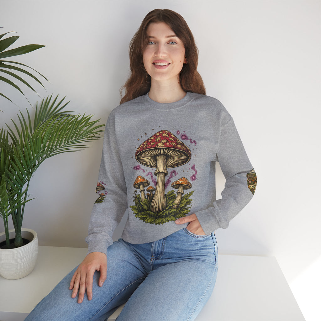 Mushroom Vancouver Crewneck Sweatshirt — Scenic Pacific Northwest Fungi Design