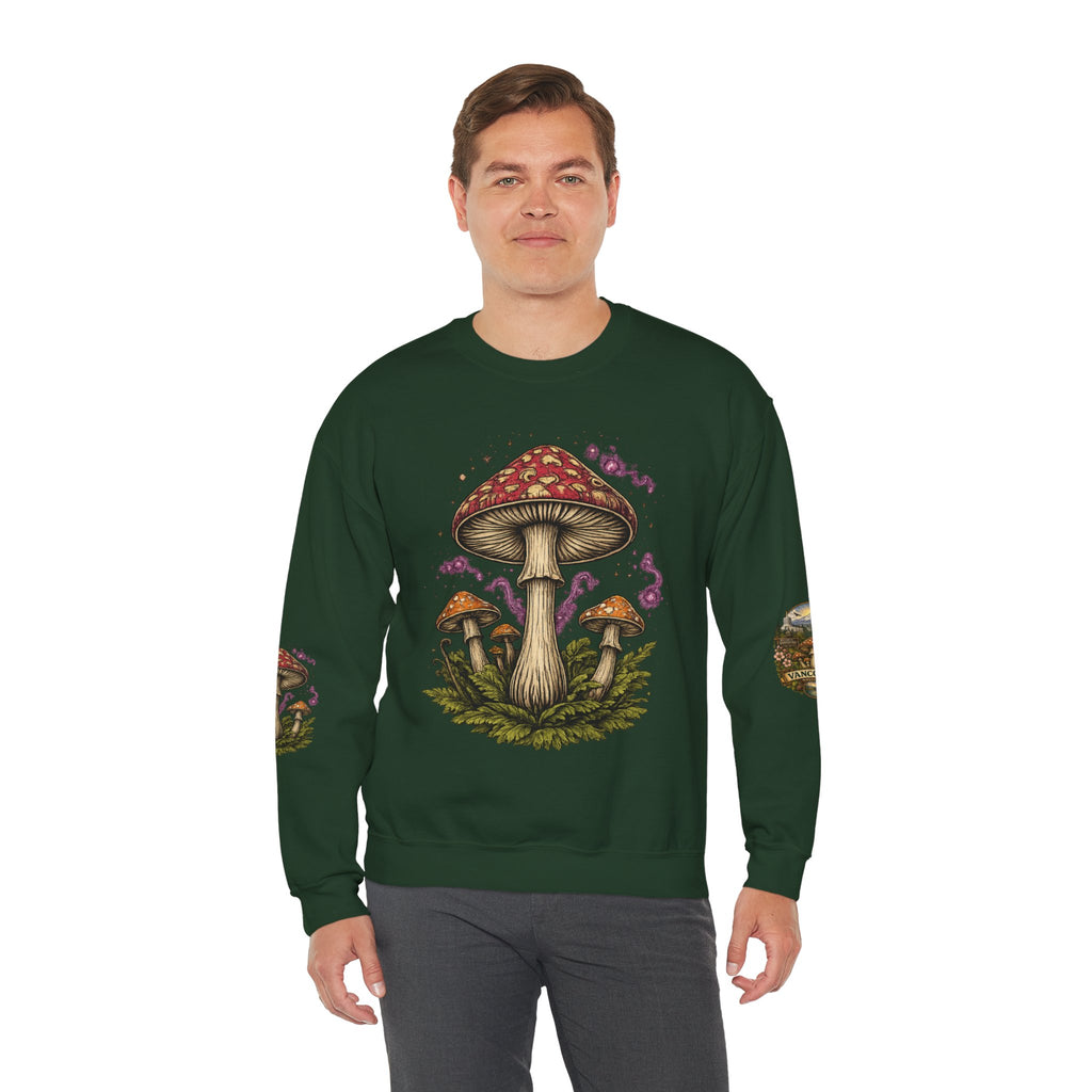 Mushroom Vancouver Crewneck Sweatshirt — Scenic Pacific Northwest Fungi Design