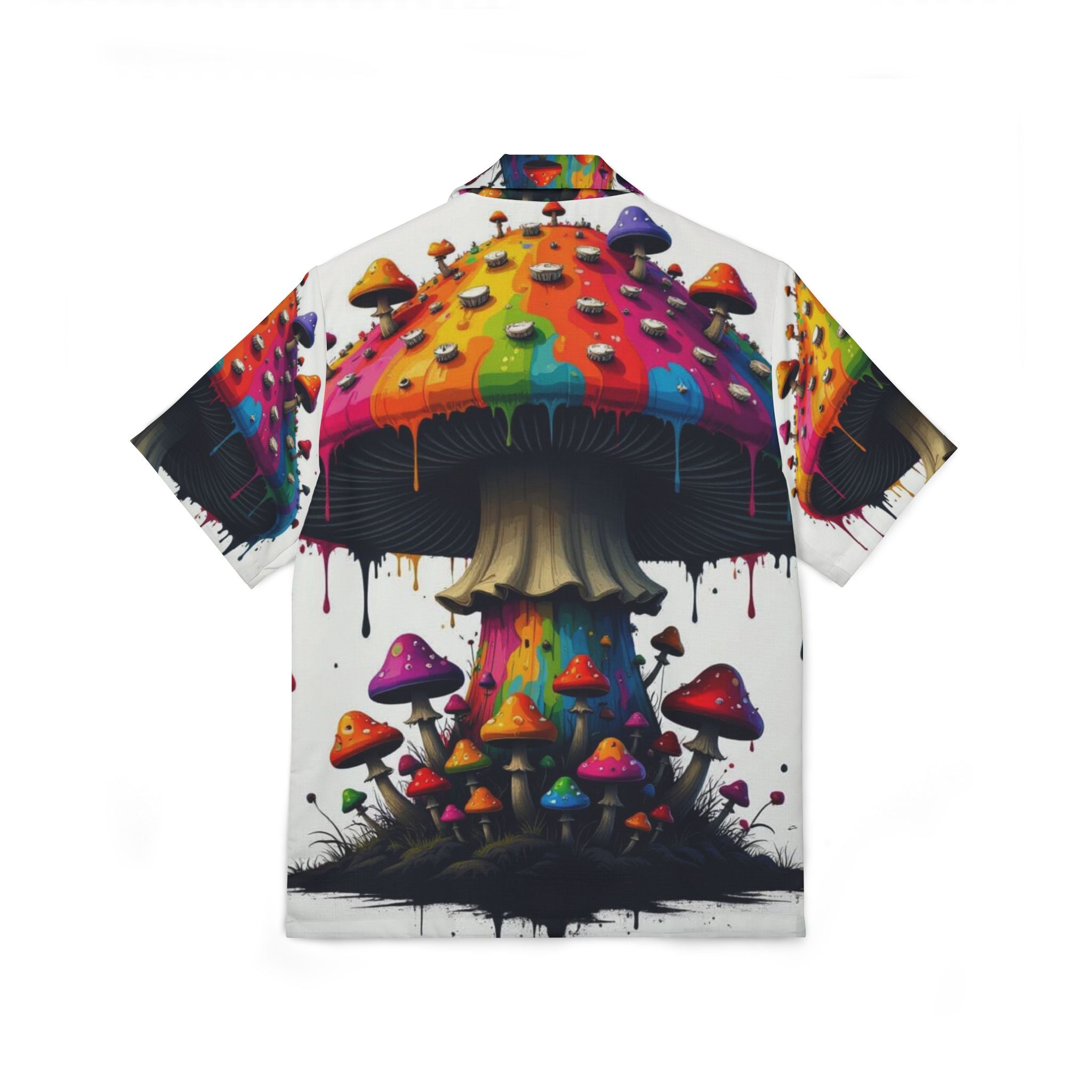 Psychedelic Mushroom Hawaiian Shirt — Colorful Trippy Camp Shirt