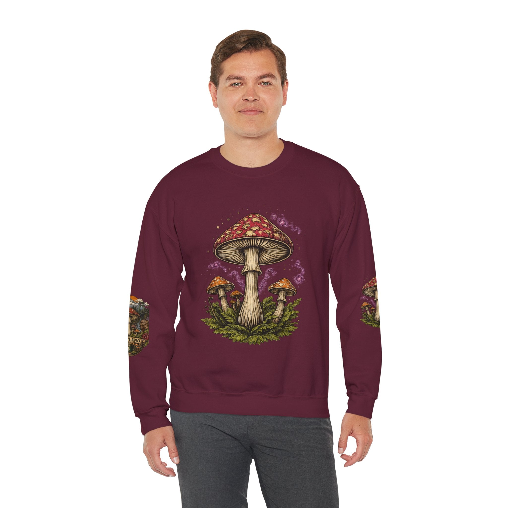 Mushroom Crewneck Sweatshirt — Portland Vintage Psychedelic Fungi Graphic
