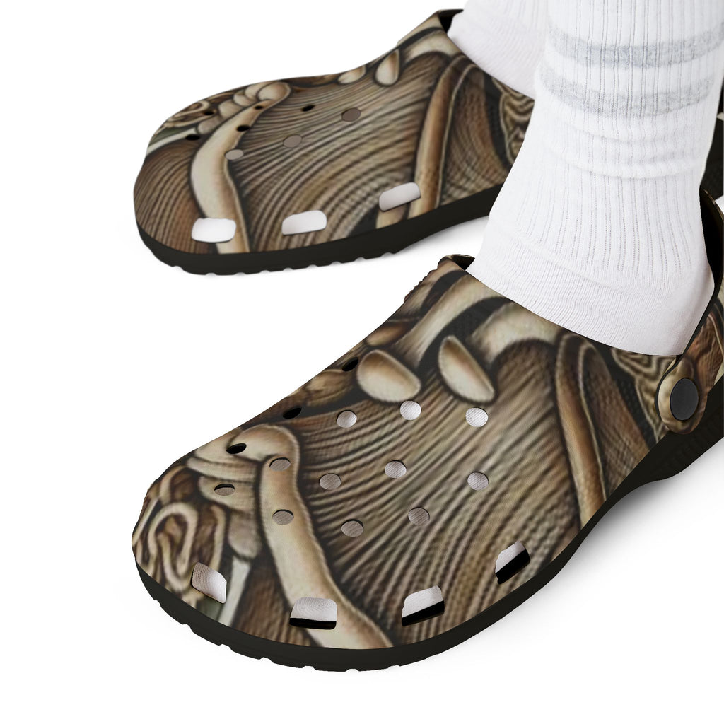 Mushroom Art EVA Clogs — Brown Psychedelic Fungi Clogs